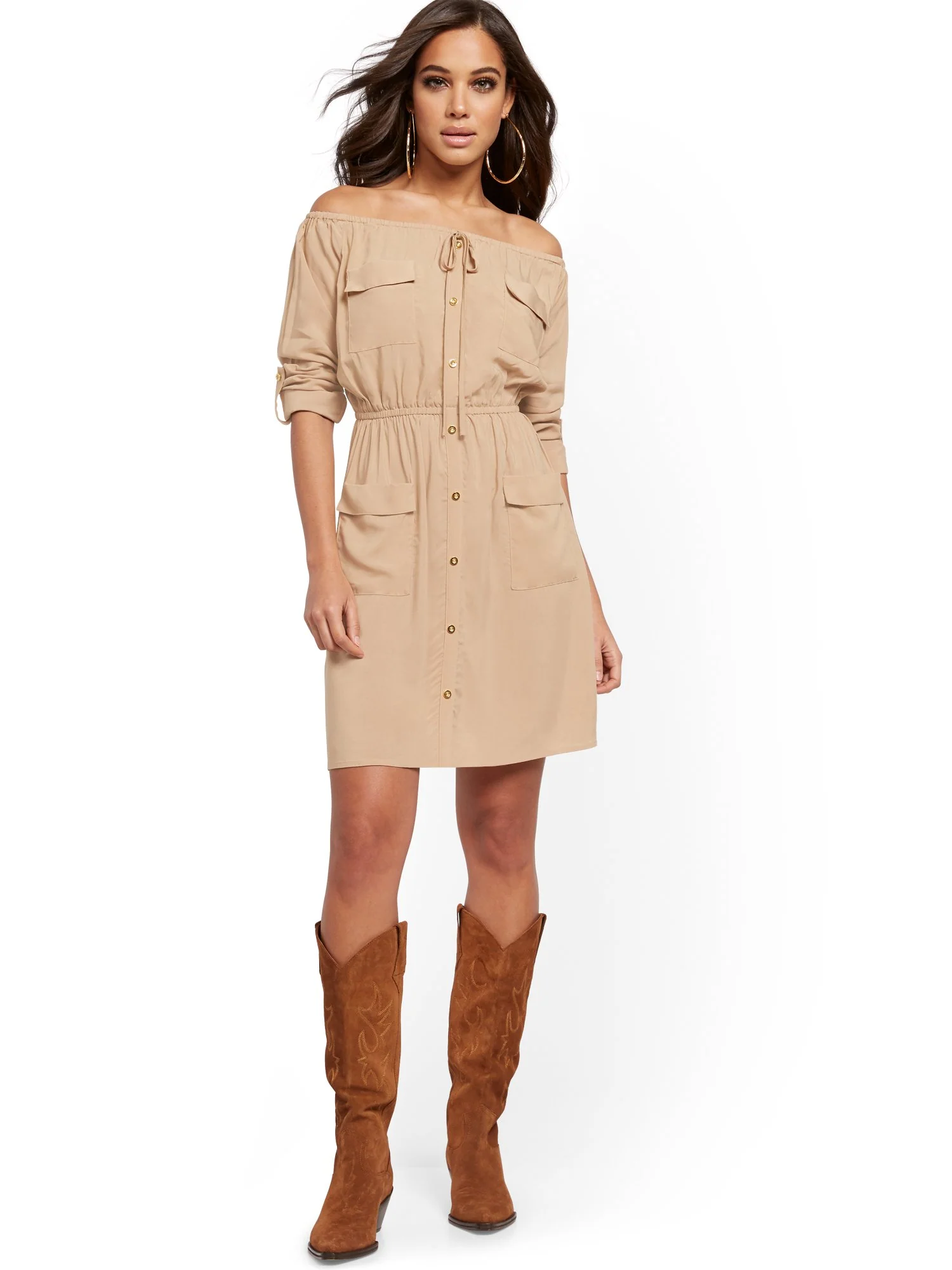 Khaki Utility Shirtdress - Image 4