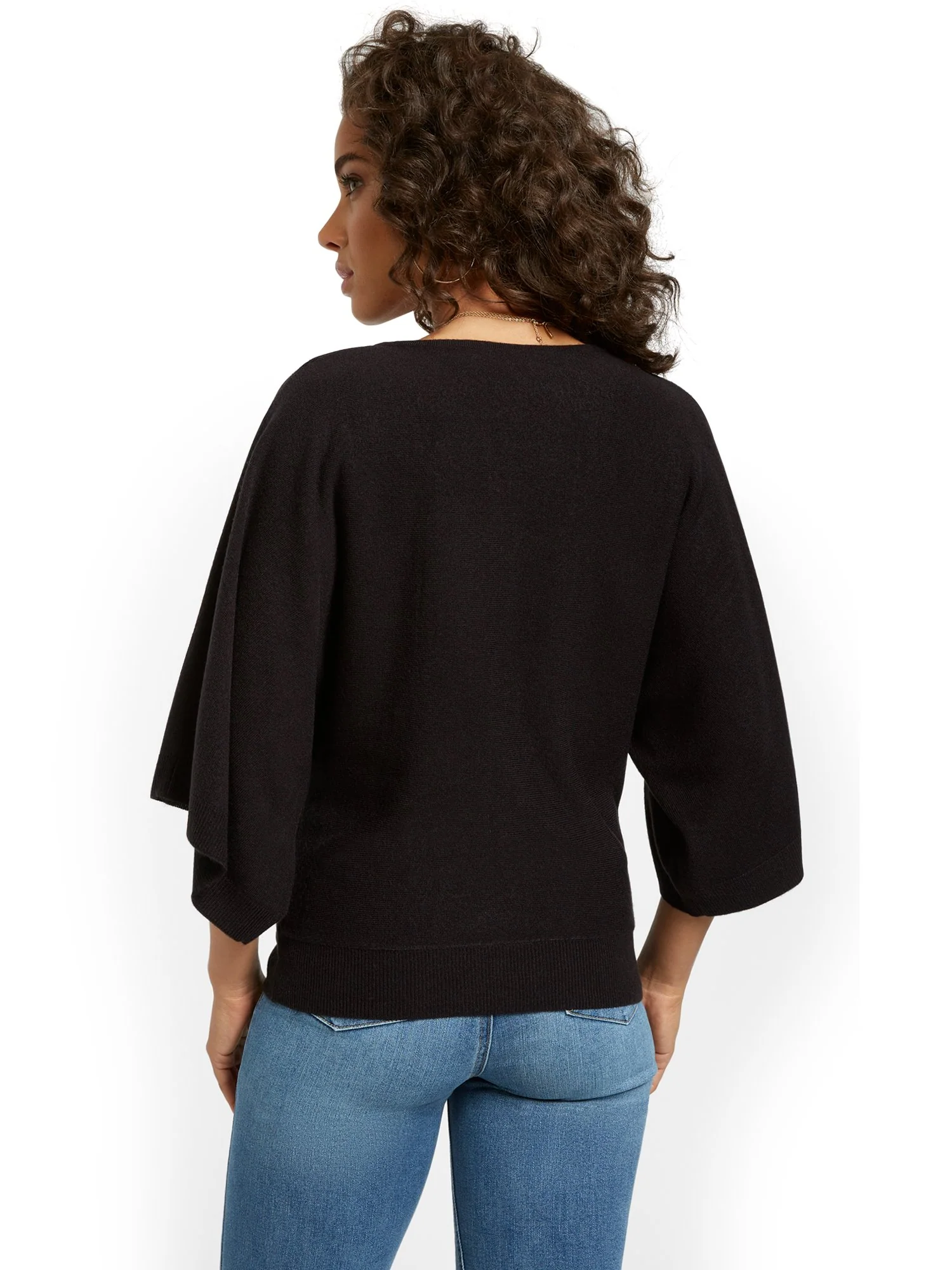 Kimono Sleeve V-Neck Sweater - Image 3