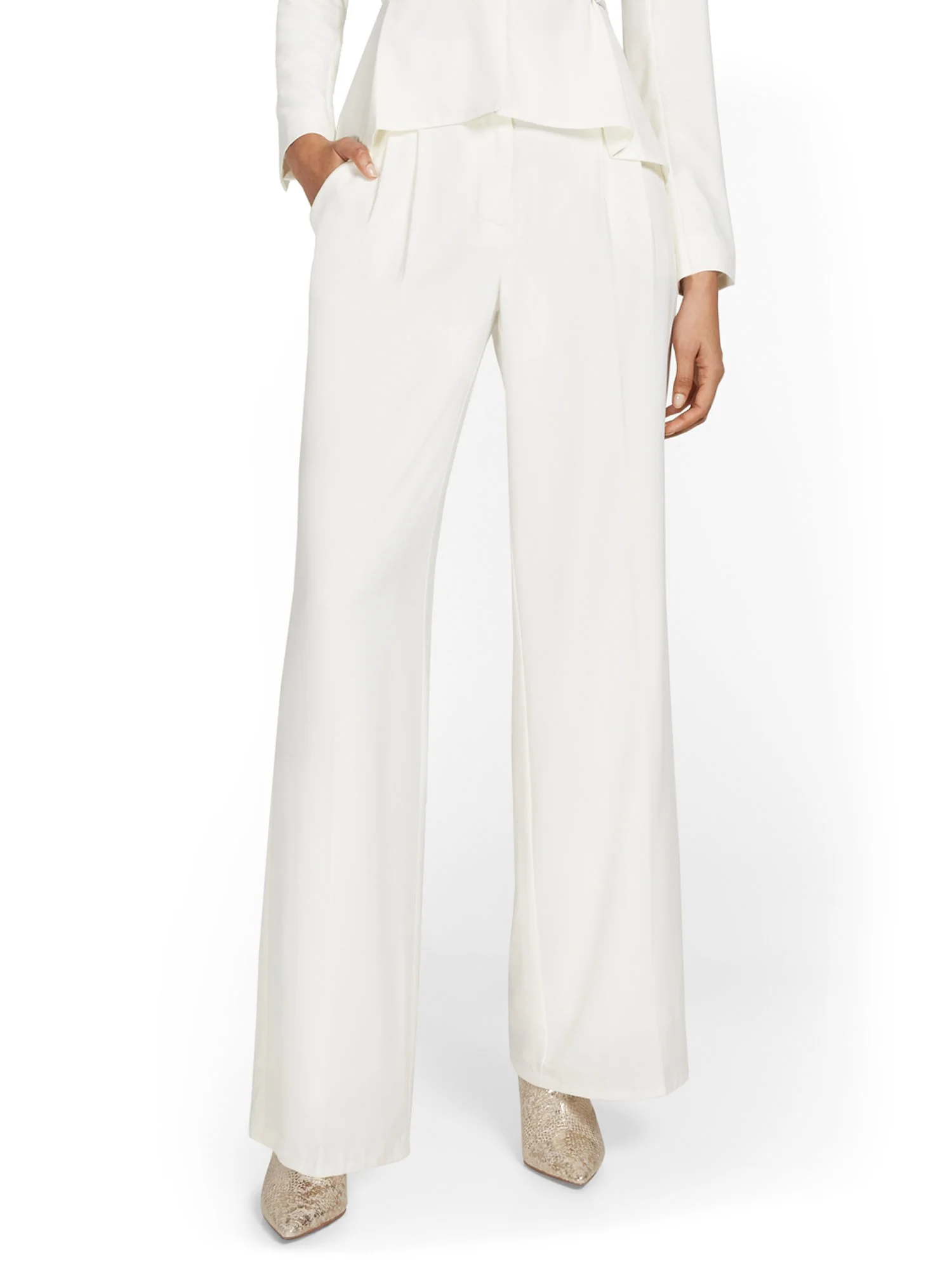 Lace-Accent Wide-Leg Pant