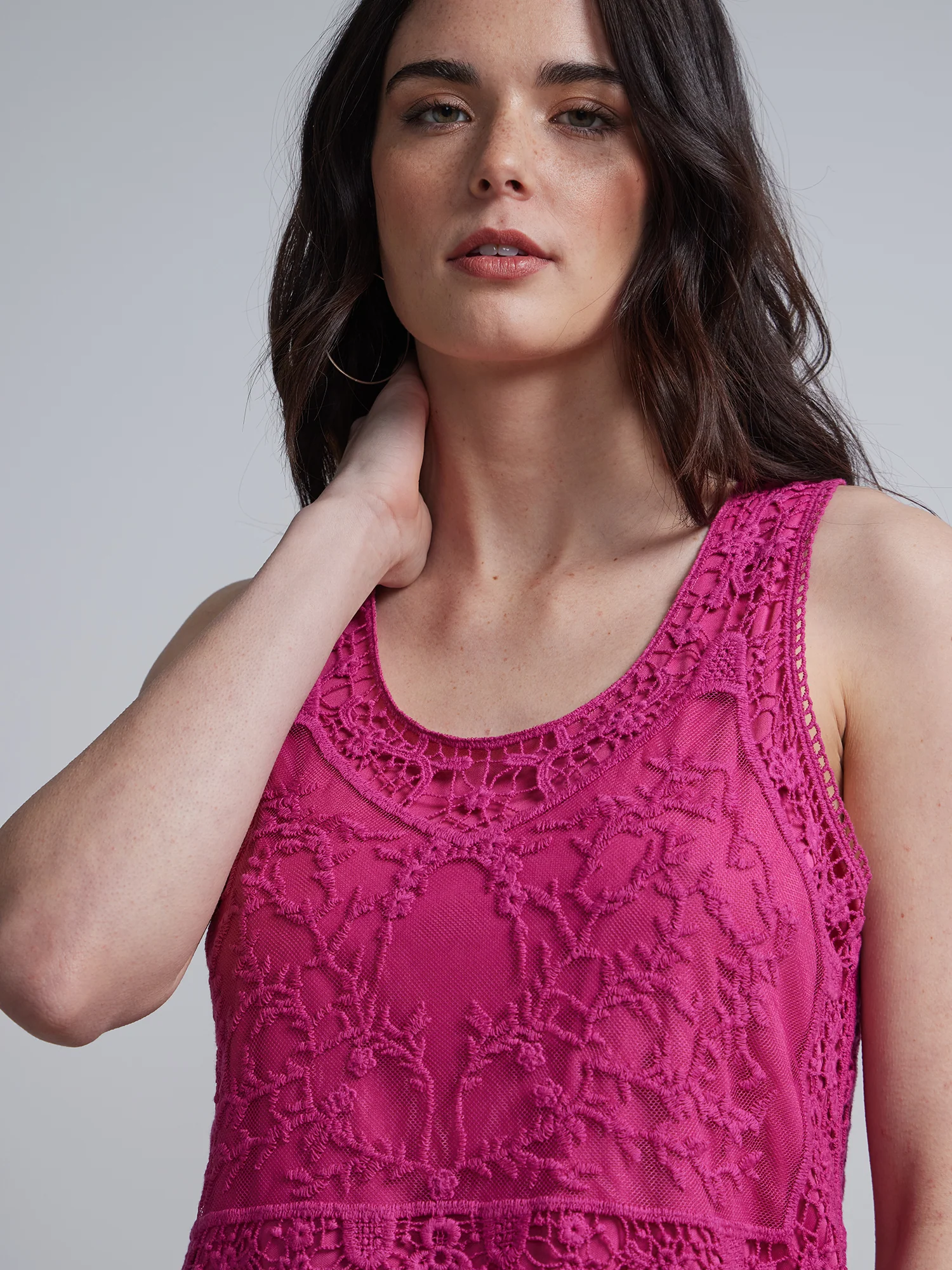Lace-Mesh Sleeveless Tunic Top - Image 14