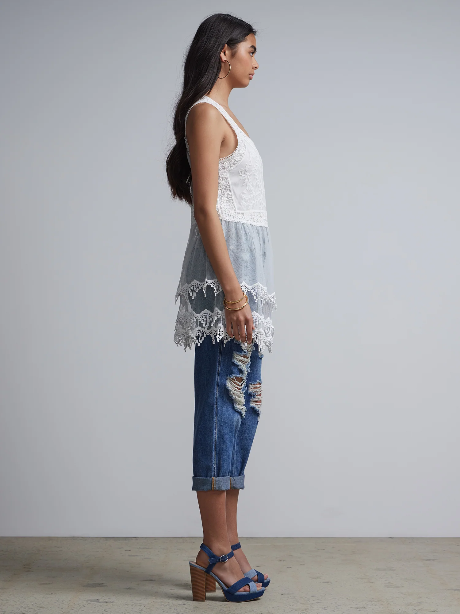 Lace-Mesh Sleeveless Tunic Top - Image 7
