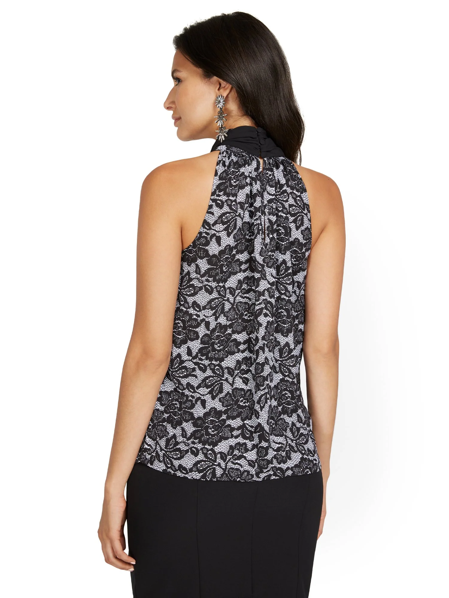 Lace Printed Halter Top - Image 3