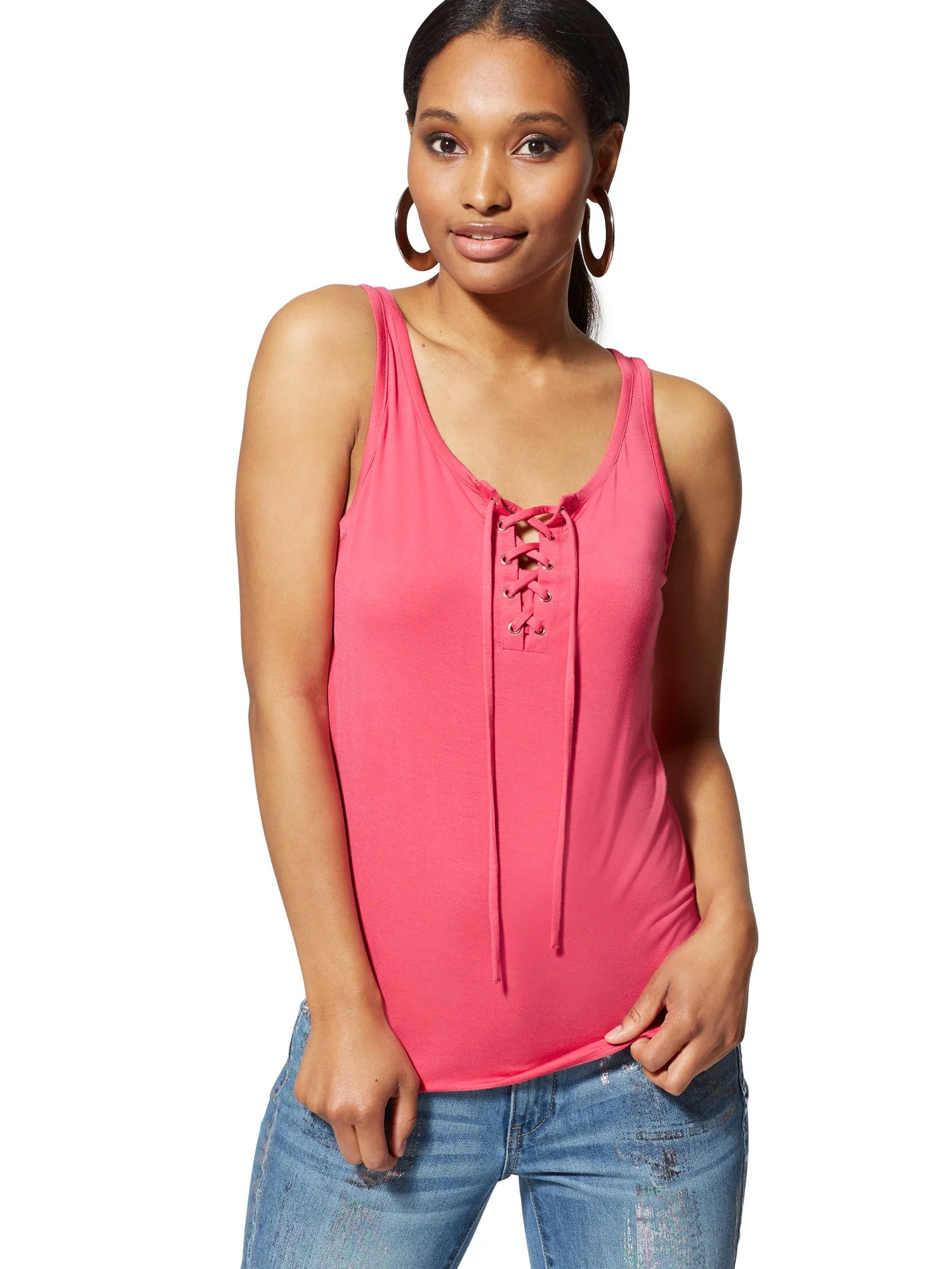 Lace-Up Tank Top - Soho Soft Tee - Image 24