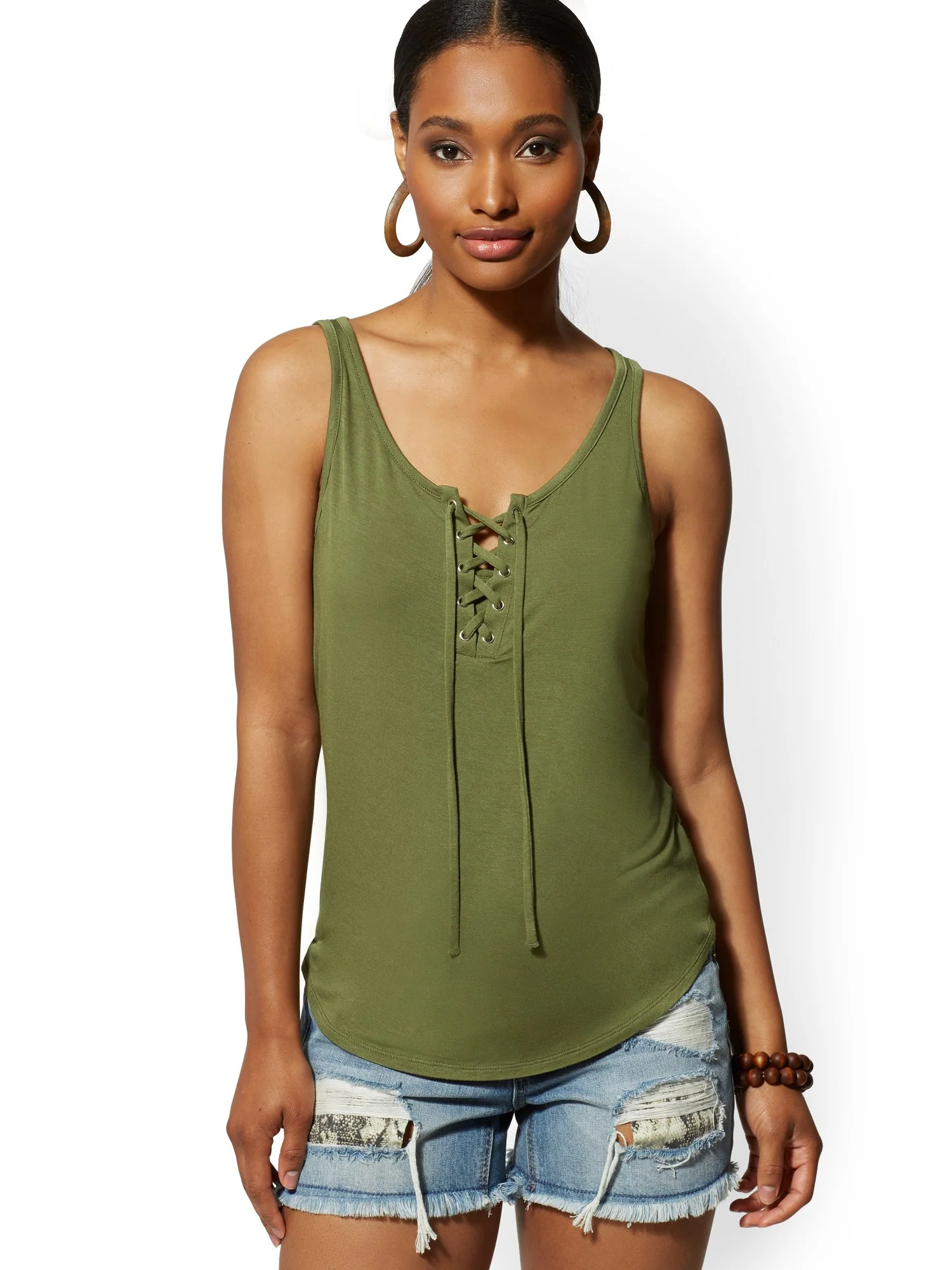 Lace-Up Tank Top - Soho Soft Tee - Image 8