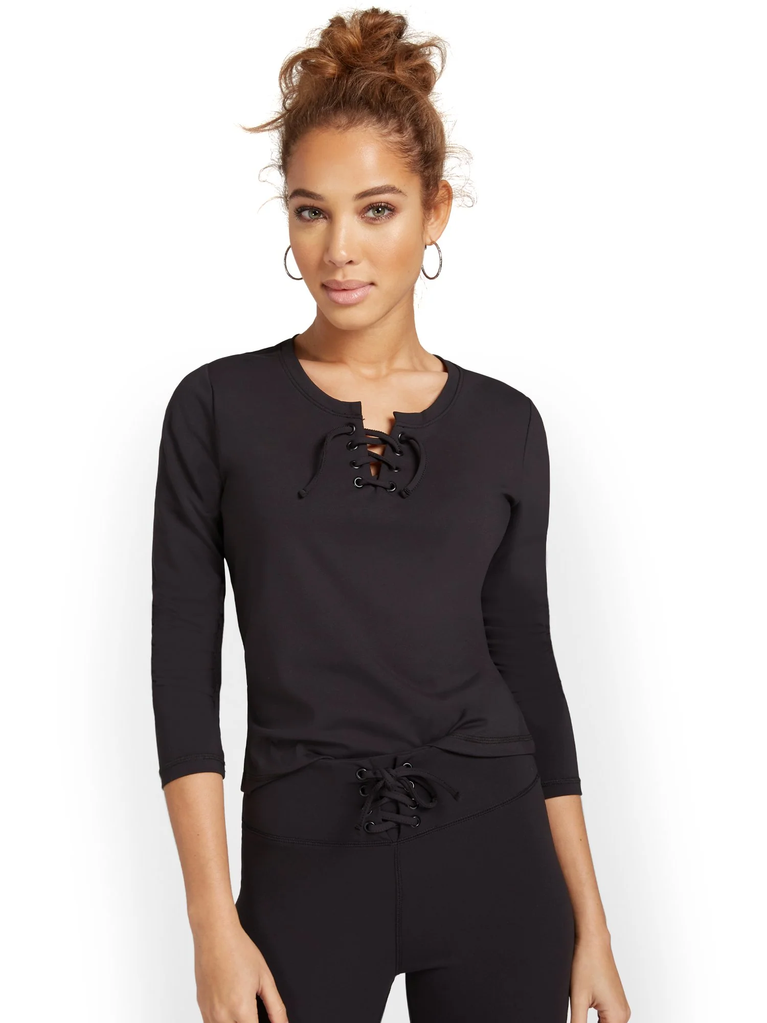 Lace-Up Yoga Top - City Contour - Image 2