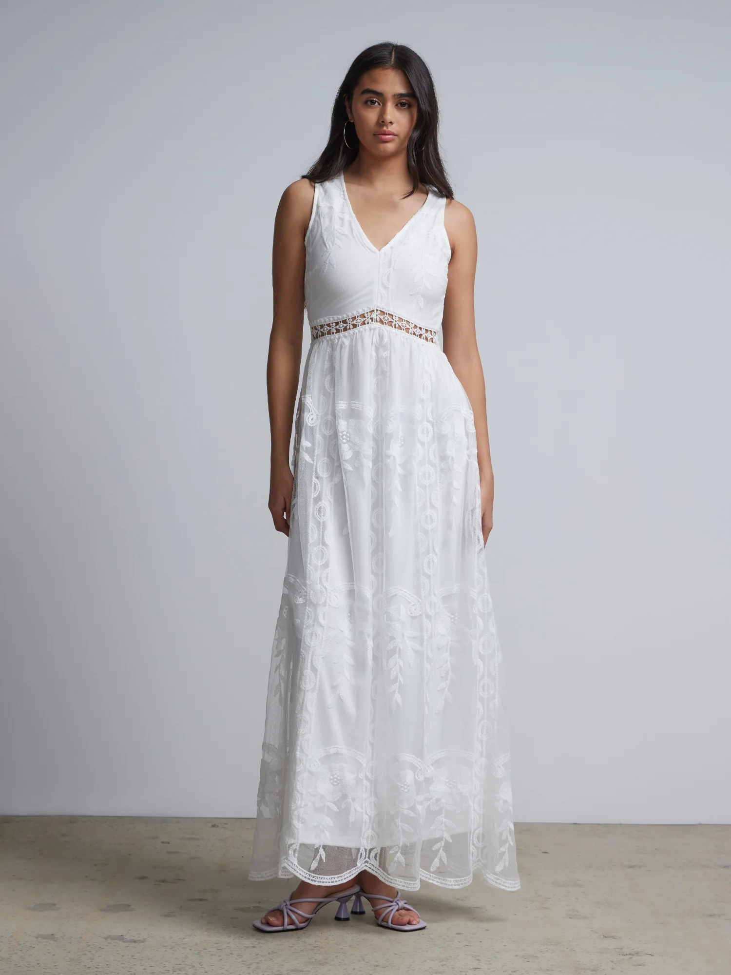 Lace V-Neck Maxi Dress