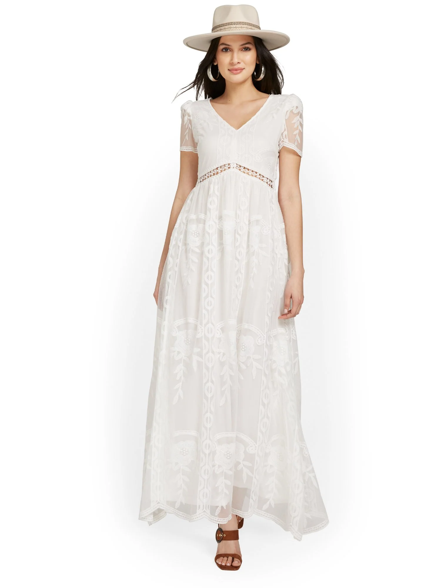 Lace V-Neck Maxi Dress