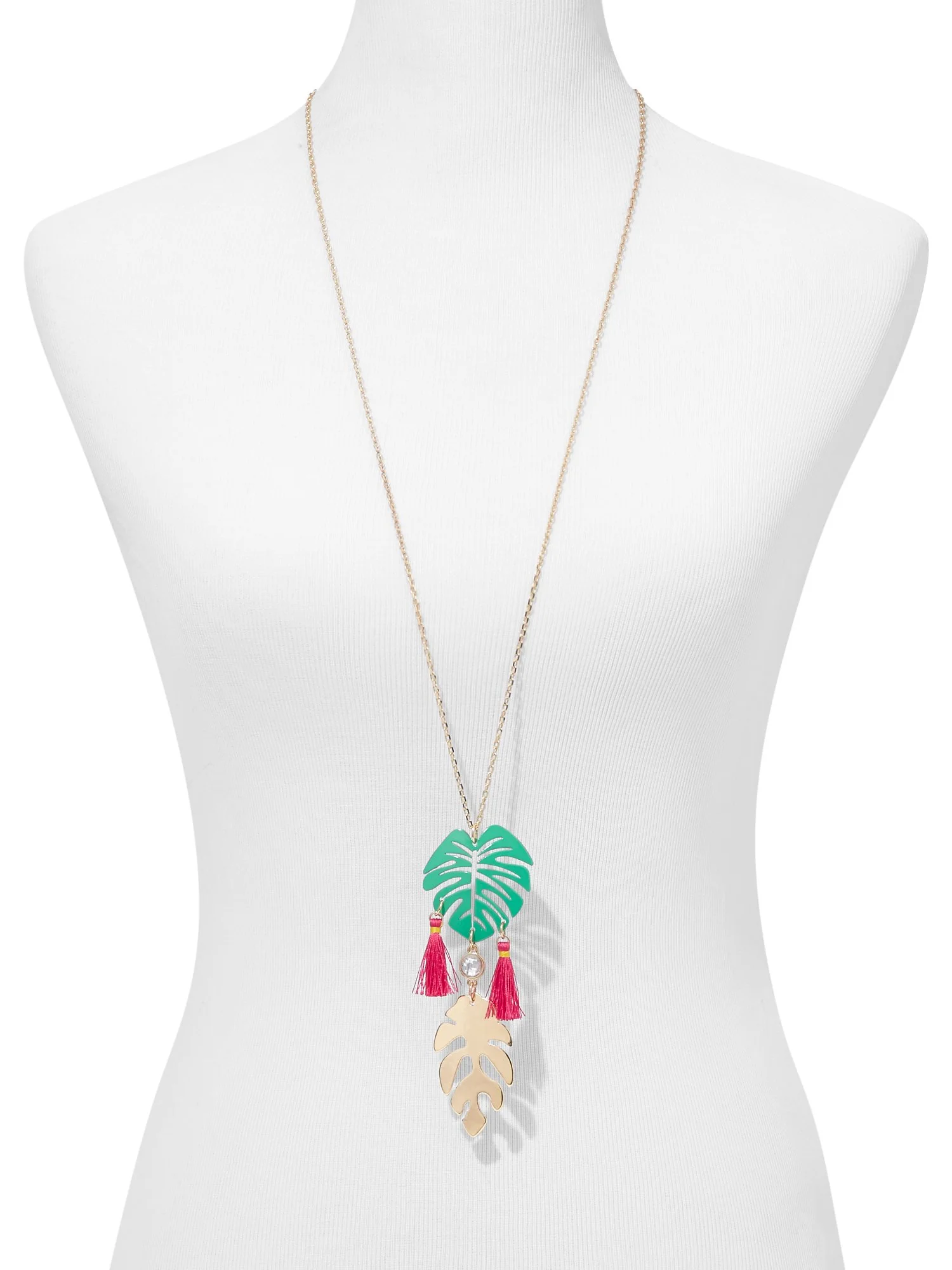 Leaf & Tassel Pendant Necklace - Image 2