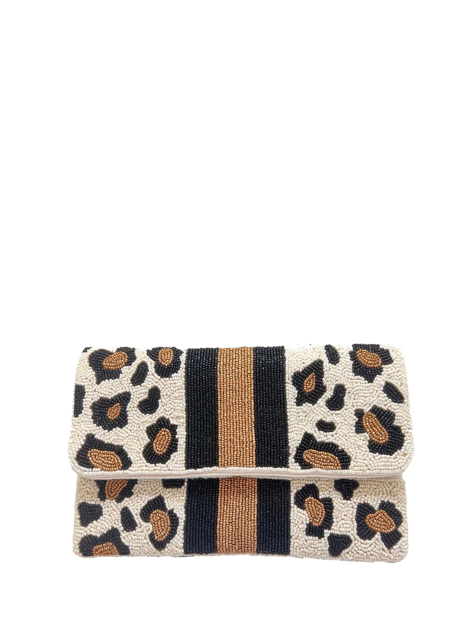 Leopard Beaded Mini Clutch
