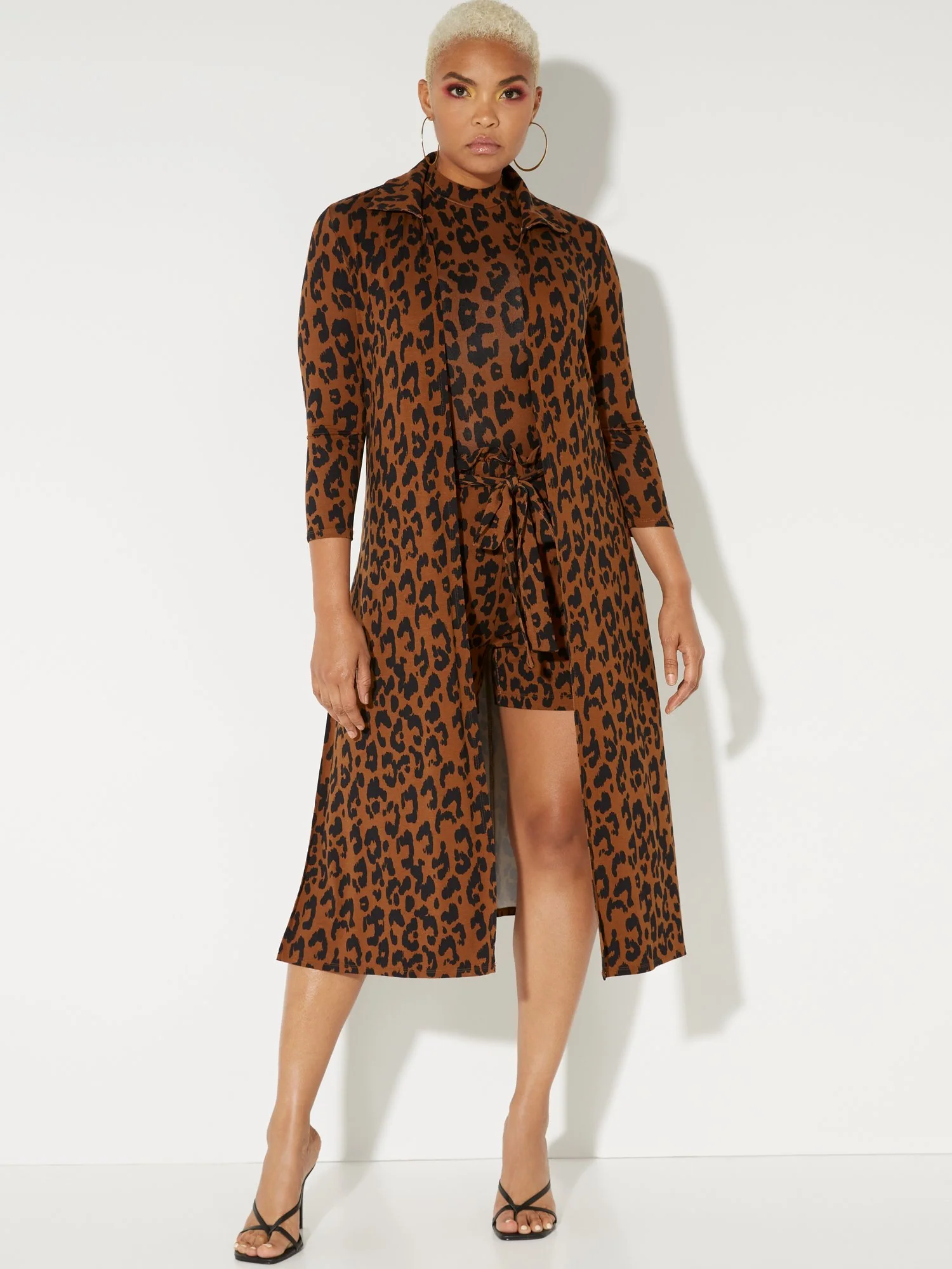 Leopard-Print 3/4-Sleeve Duster - NY&C Style System - Image 2