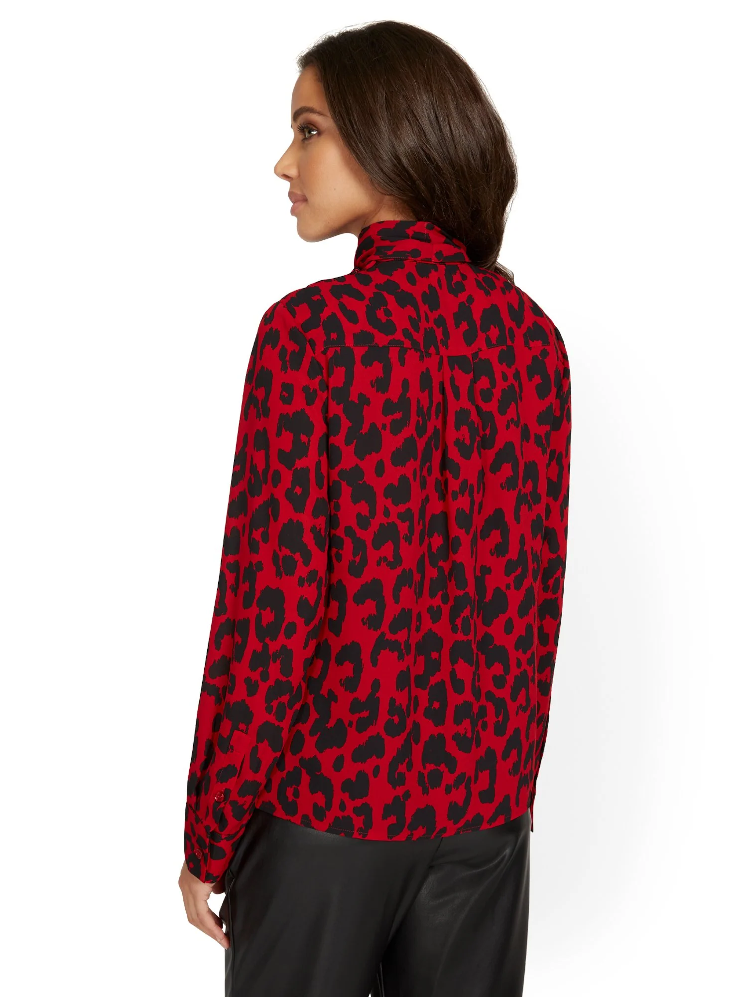 Leopard-Print Bow Blouse - Image 3