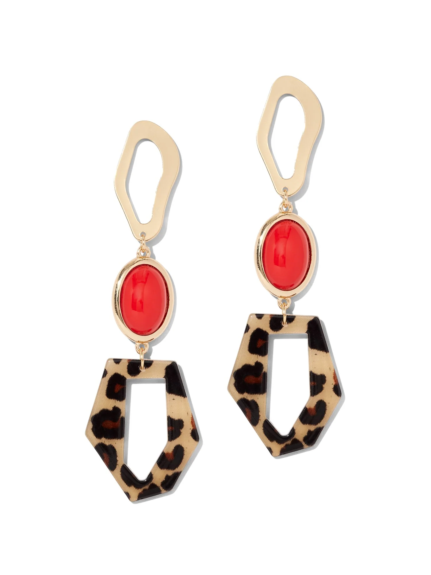 Leopard-Print Linear Drop Earring