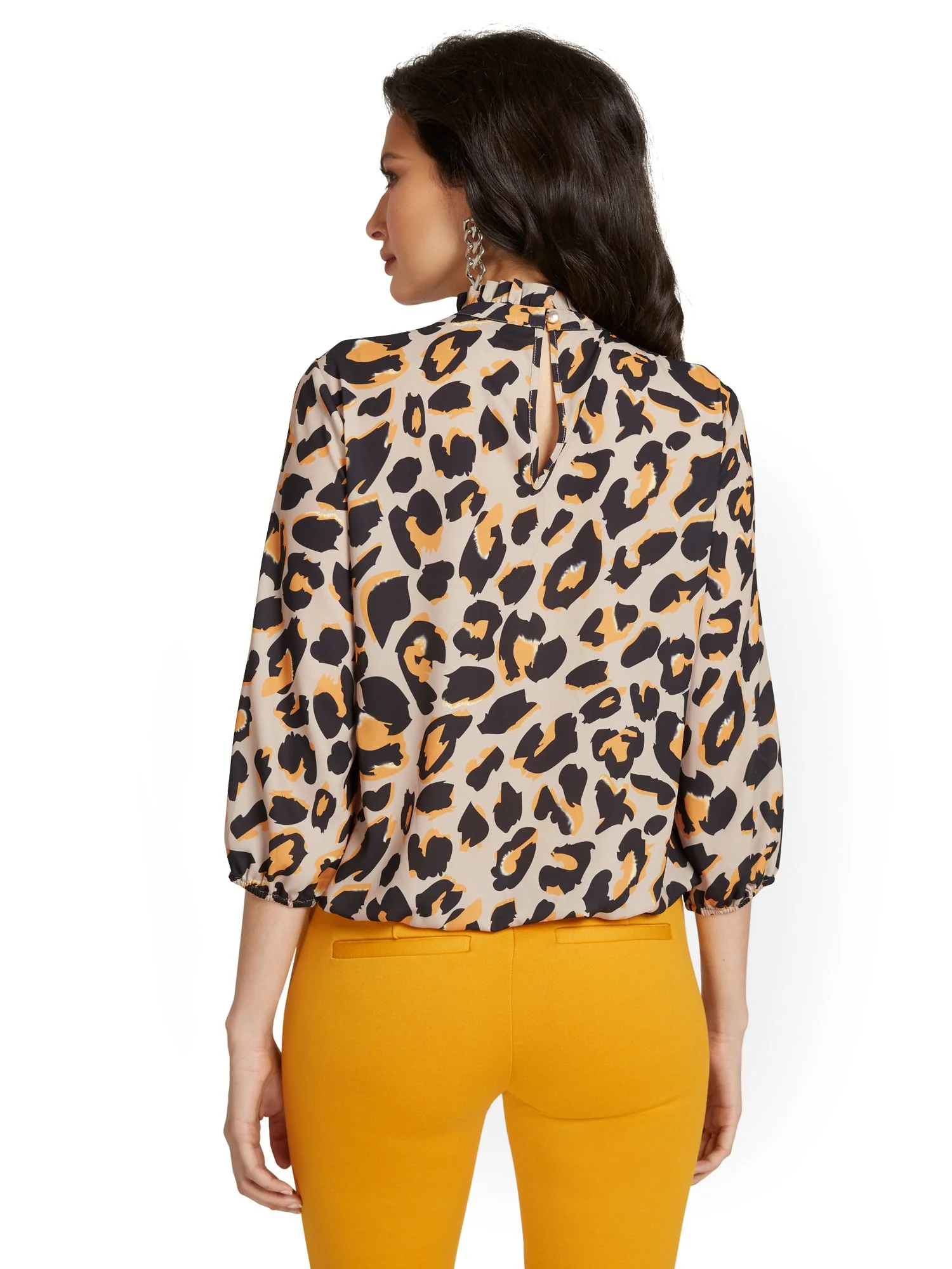 Leopard-Print Mock-Neck Blouse - Image 3
