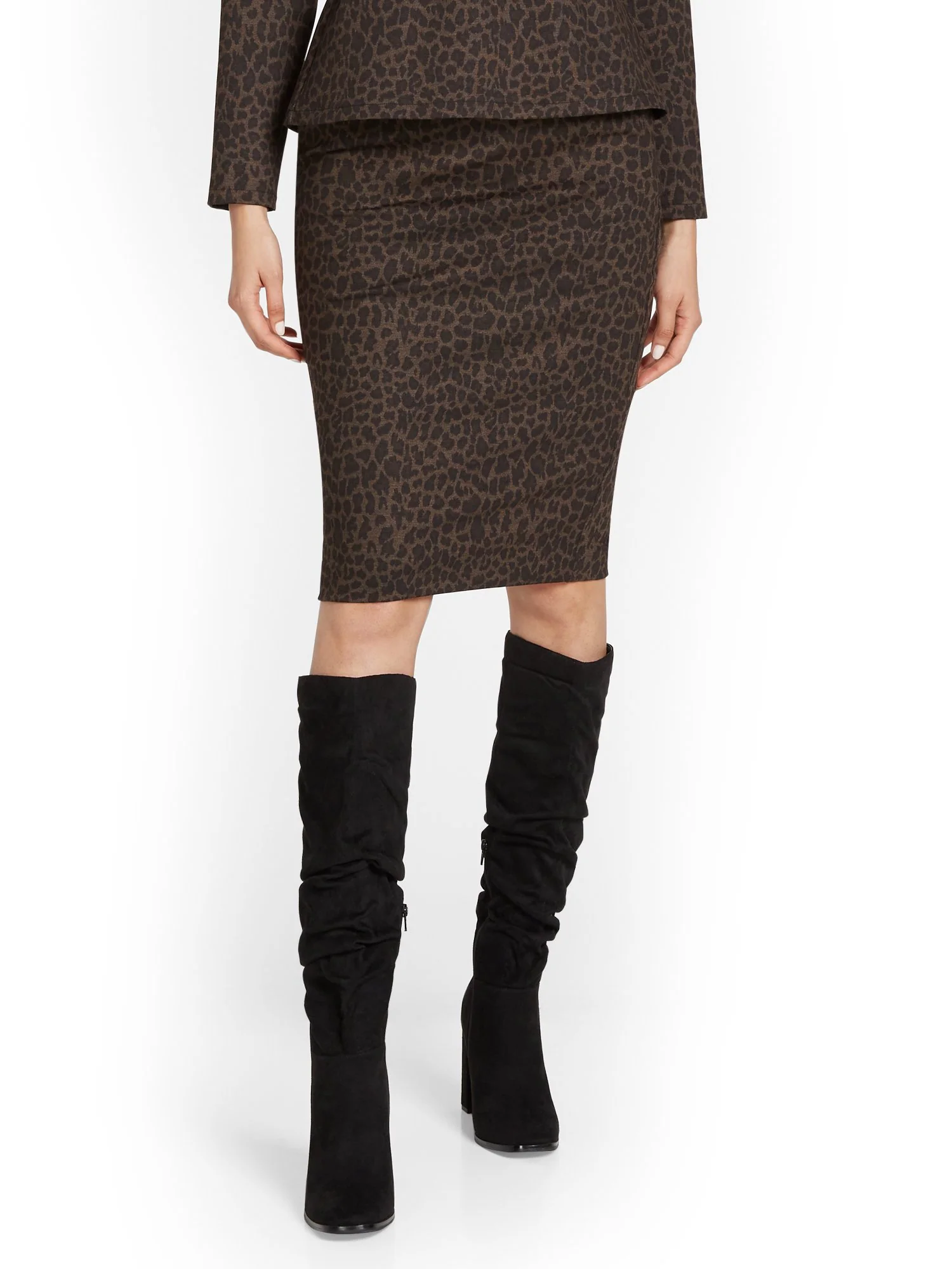 Leopard-Print Paperbag-Waist Pencil Skirt - Superflex