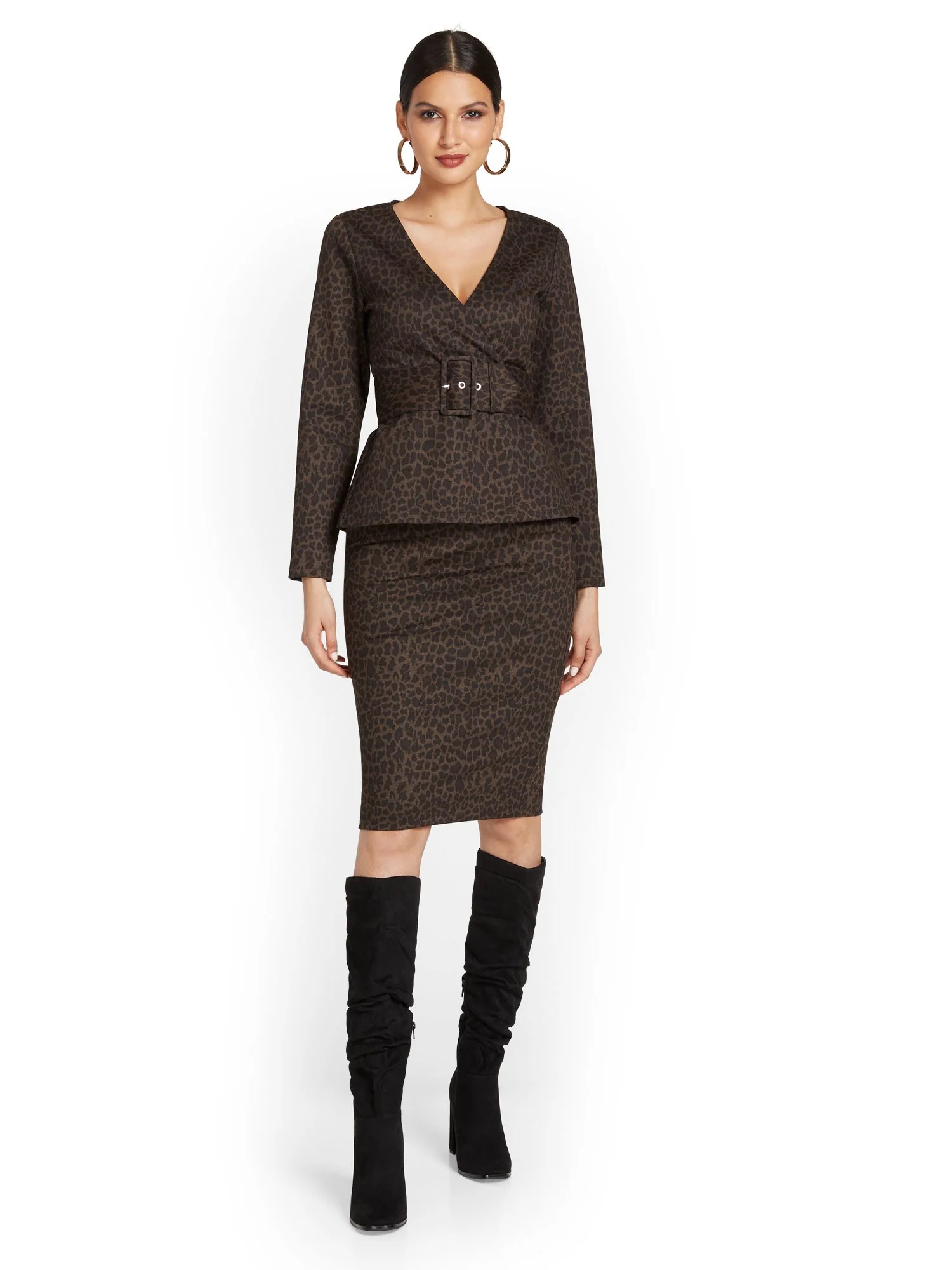 Leopard-Print Paperbag-Waist Pencil Skirt - Superflex - Image 4