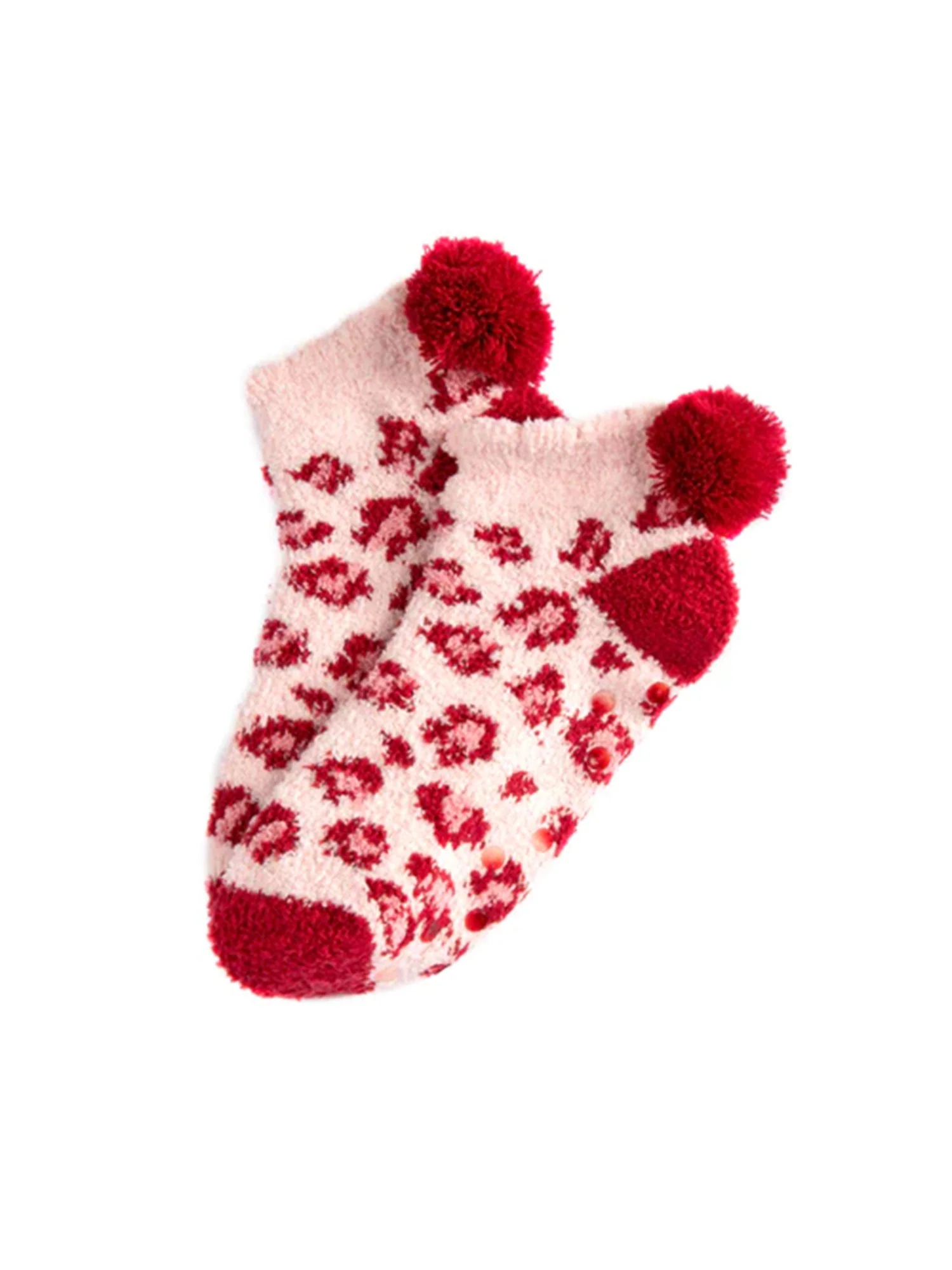 Shiraleah Leopard Print Plush Home Socks, Red - Brands We Love - Image 2