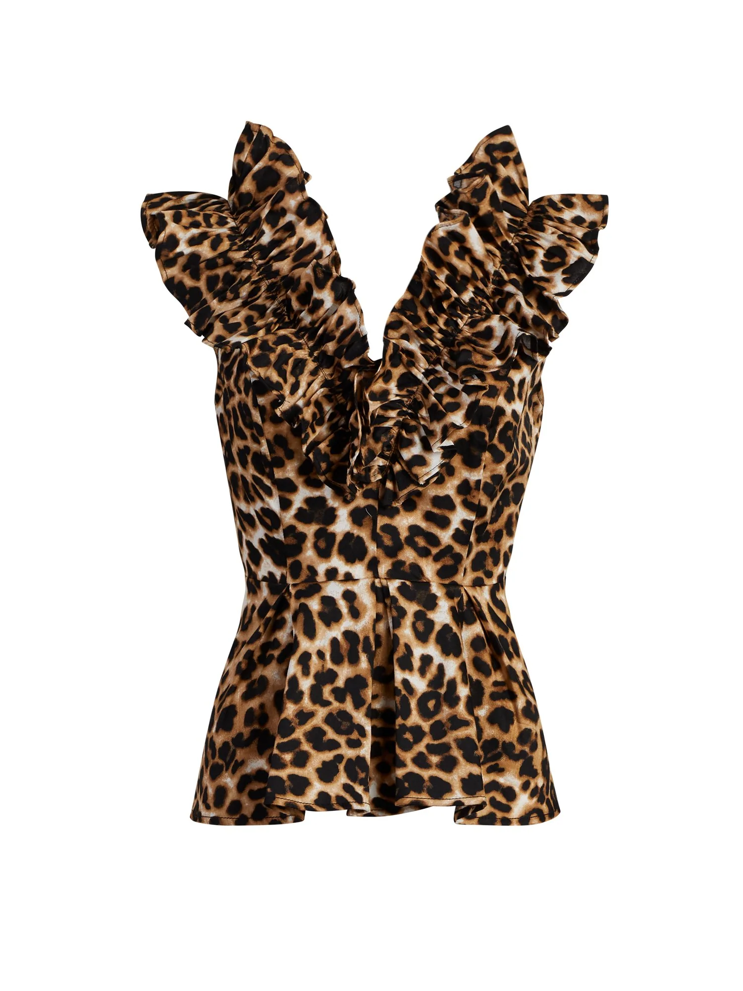Leopard-Print Ruffle Peplum Top - Image 2