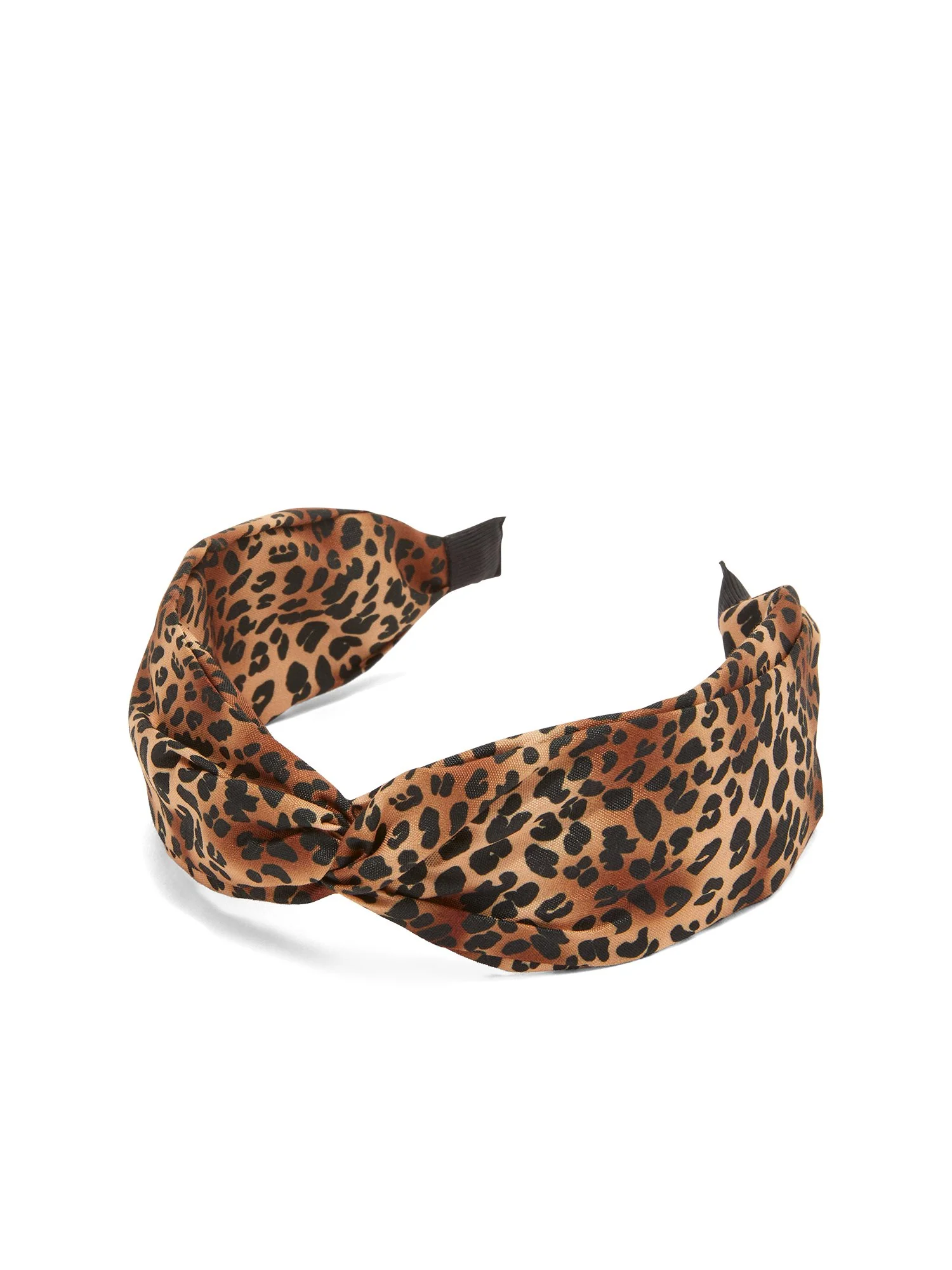 Leopard-Print Satin Top-Knot Headband