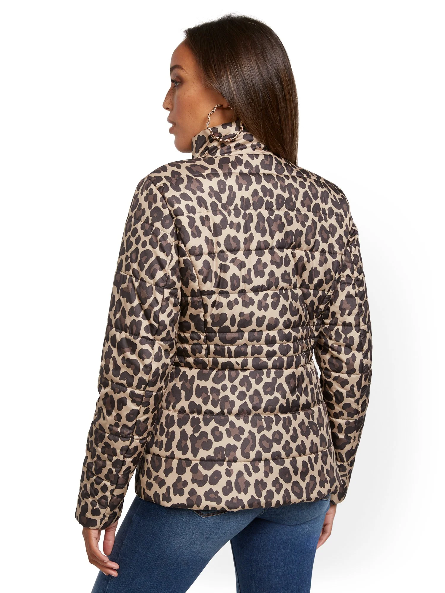 Leopard-Print Seamed Puffer Jacket - Image 4