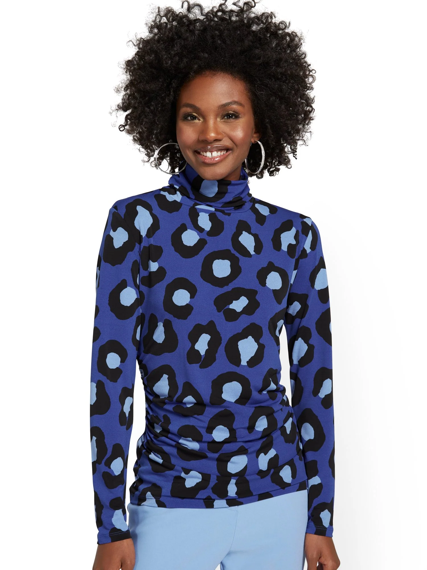 Leopard-Print Turtleneck Knit Top - Image 2
