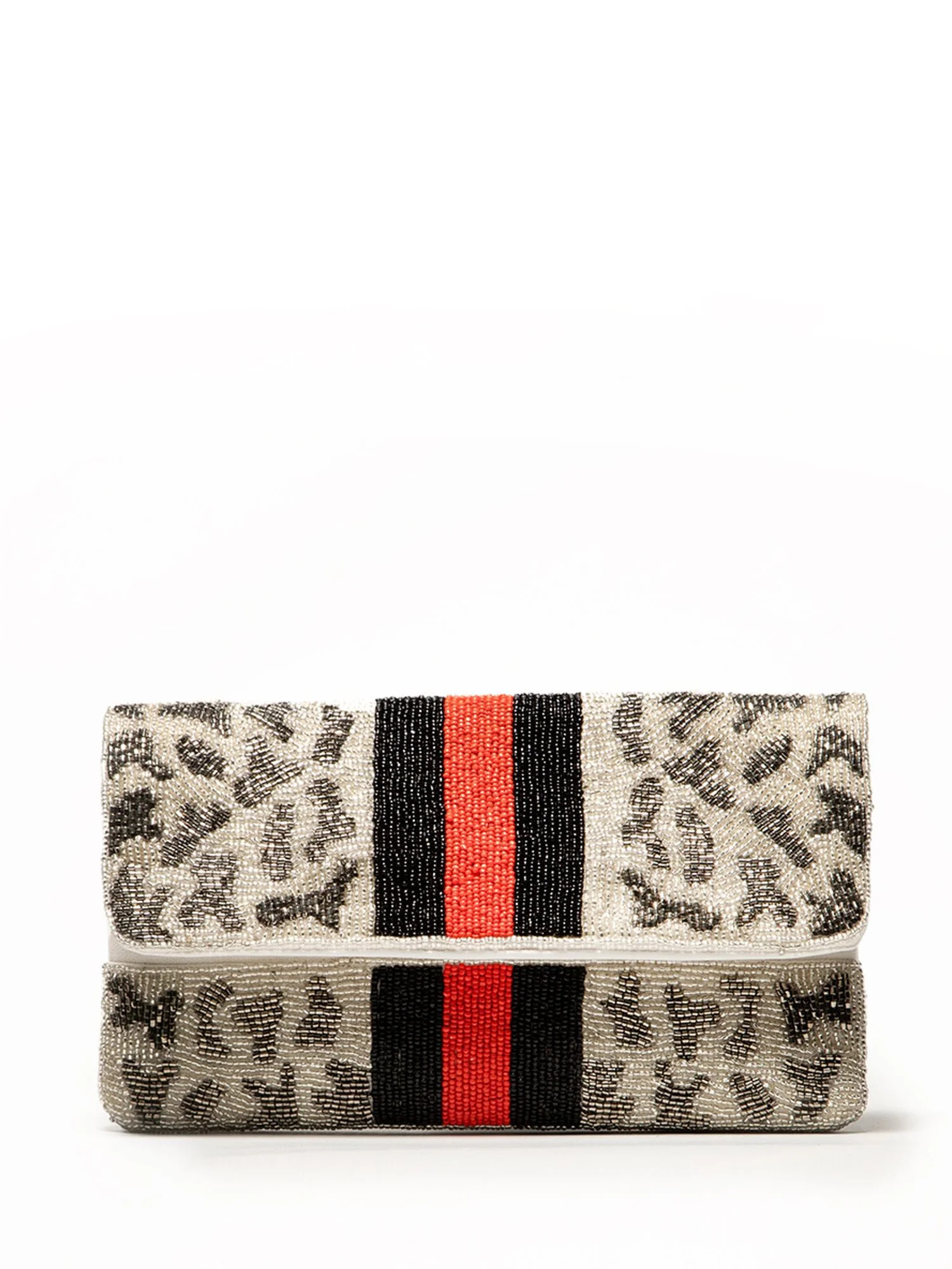 Leopard Stripe Beaded Clutch - Image 2