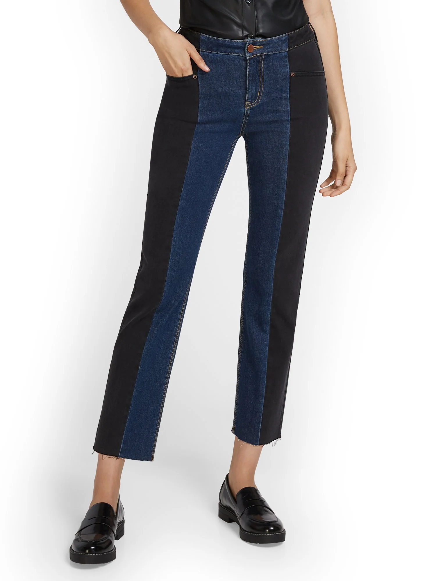 Lexi High-Waisted Colorblock Relaxed Jeans - Image 2