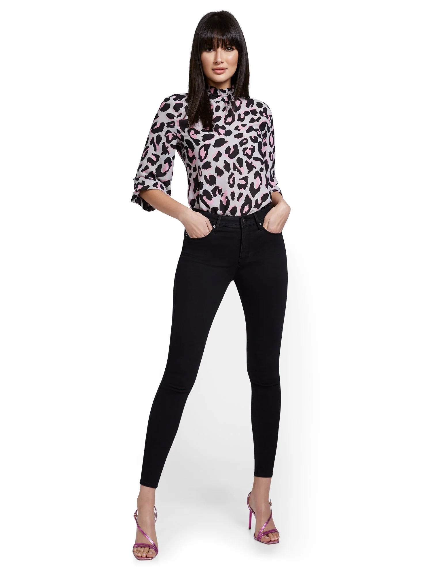 Lexi High-Waisted Super-Skinny Ankle Jeans - Black Wash - Image 4