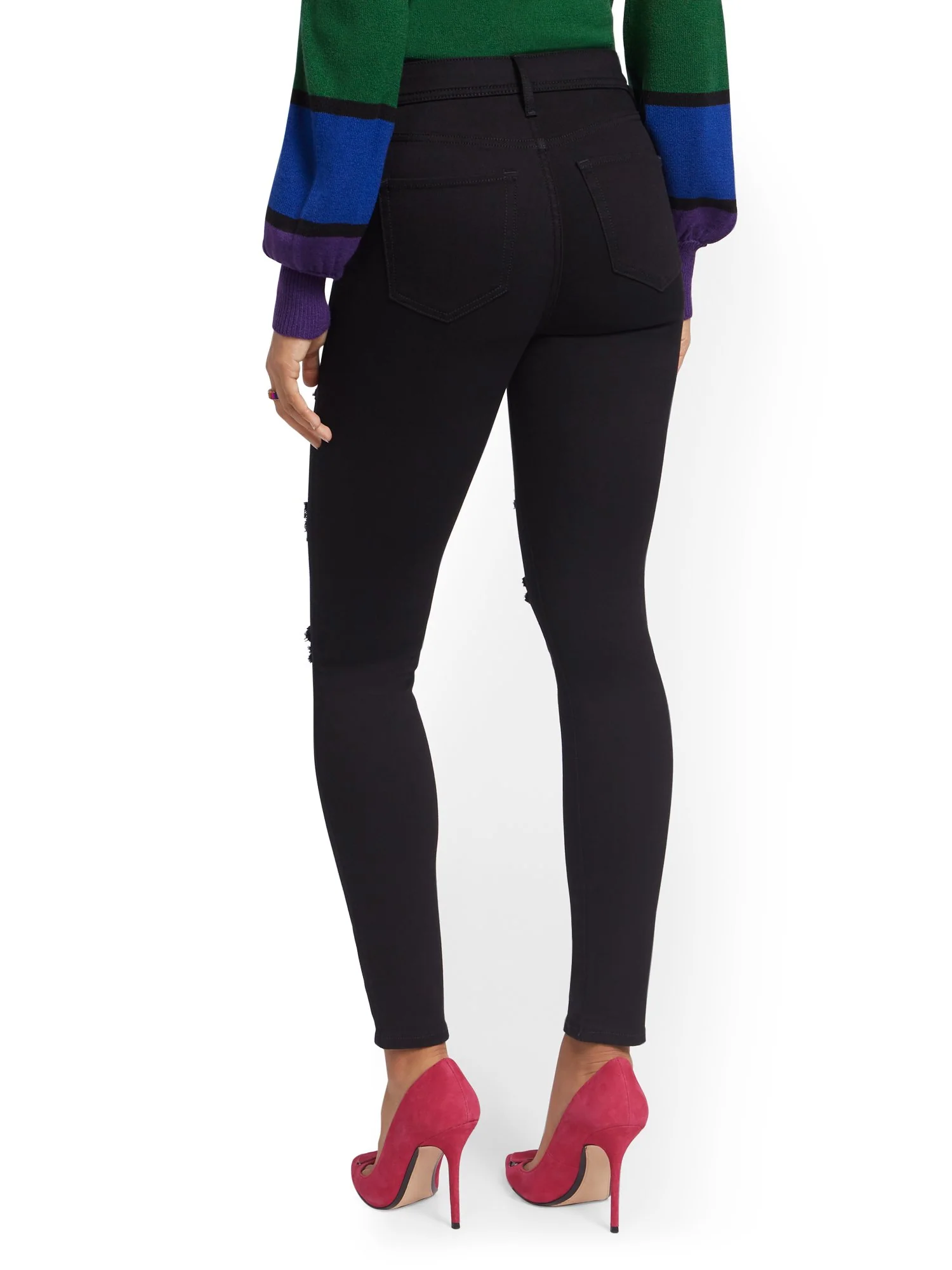 Lexi High-Waisted Super-Skinny Destroyed Jeans - Black - Image 3