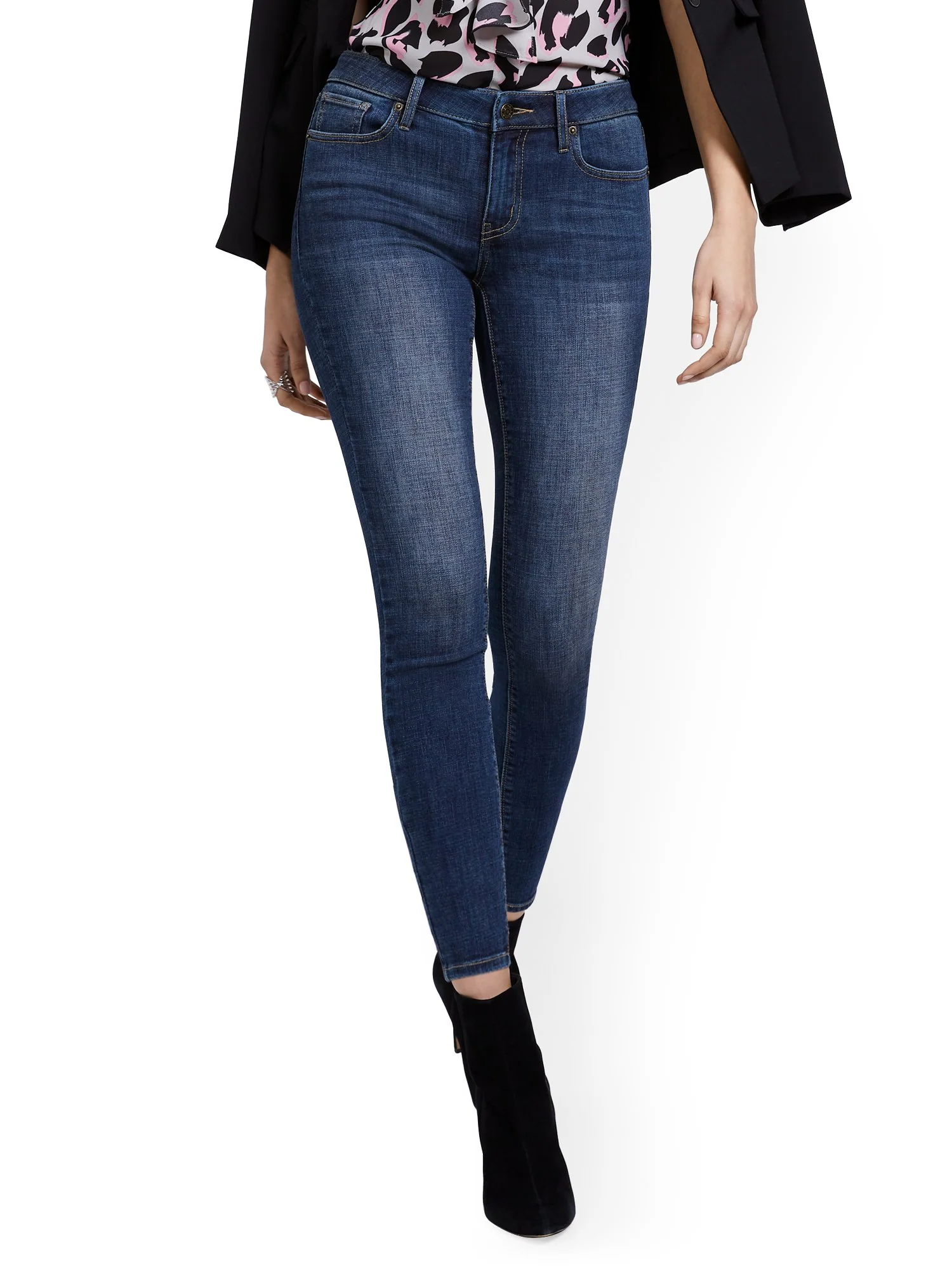 Lexi Mid-Rise Super-Skinny Ankle Jeans - Blue Hustle