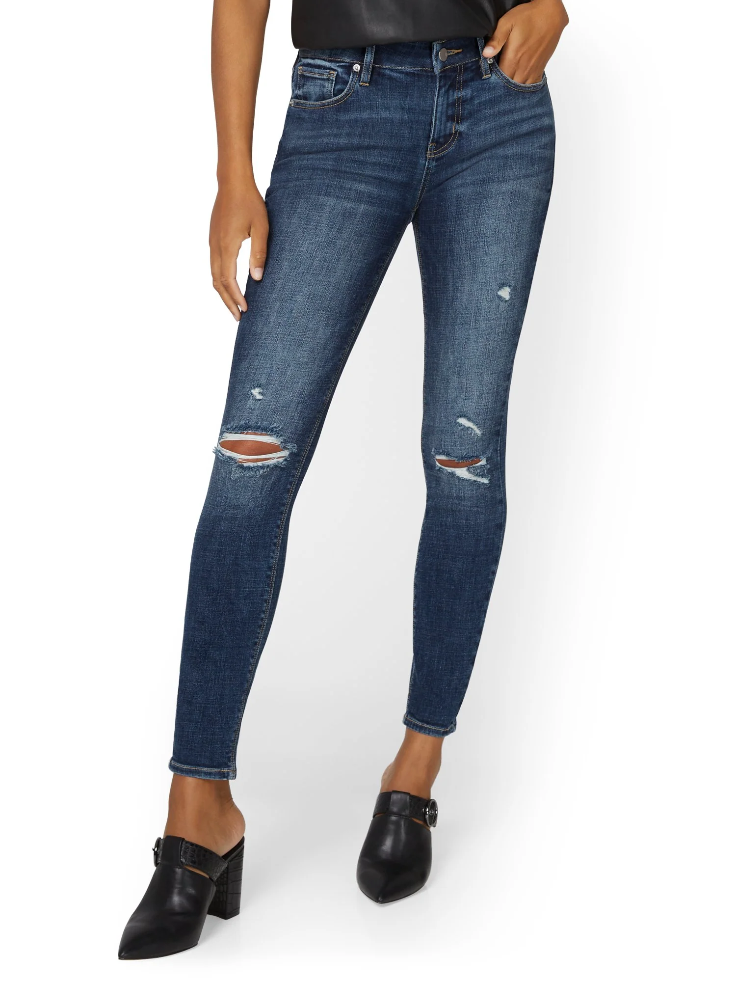 Lexi Mid-Rise Super-Skinny Jeans - Dark Wash - Image 2