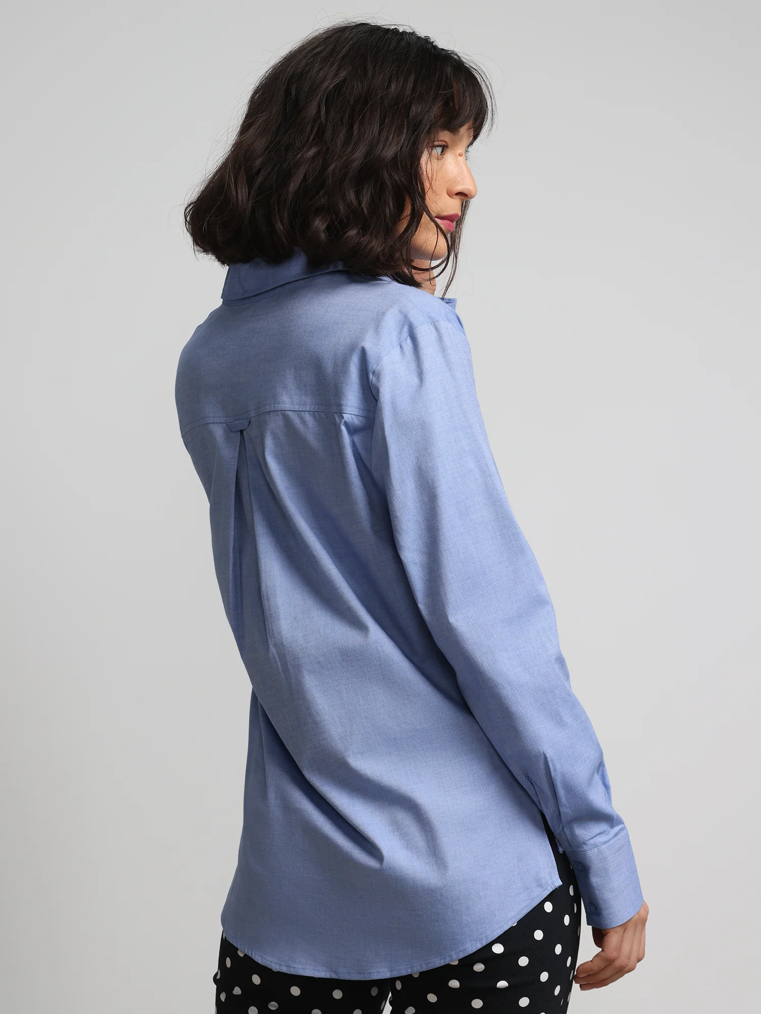 Light Chambray Boyfriend Button-Front Secret Snap - NY&C Madison Shirt® - Image 3