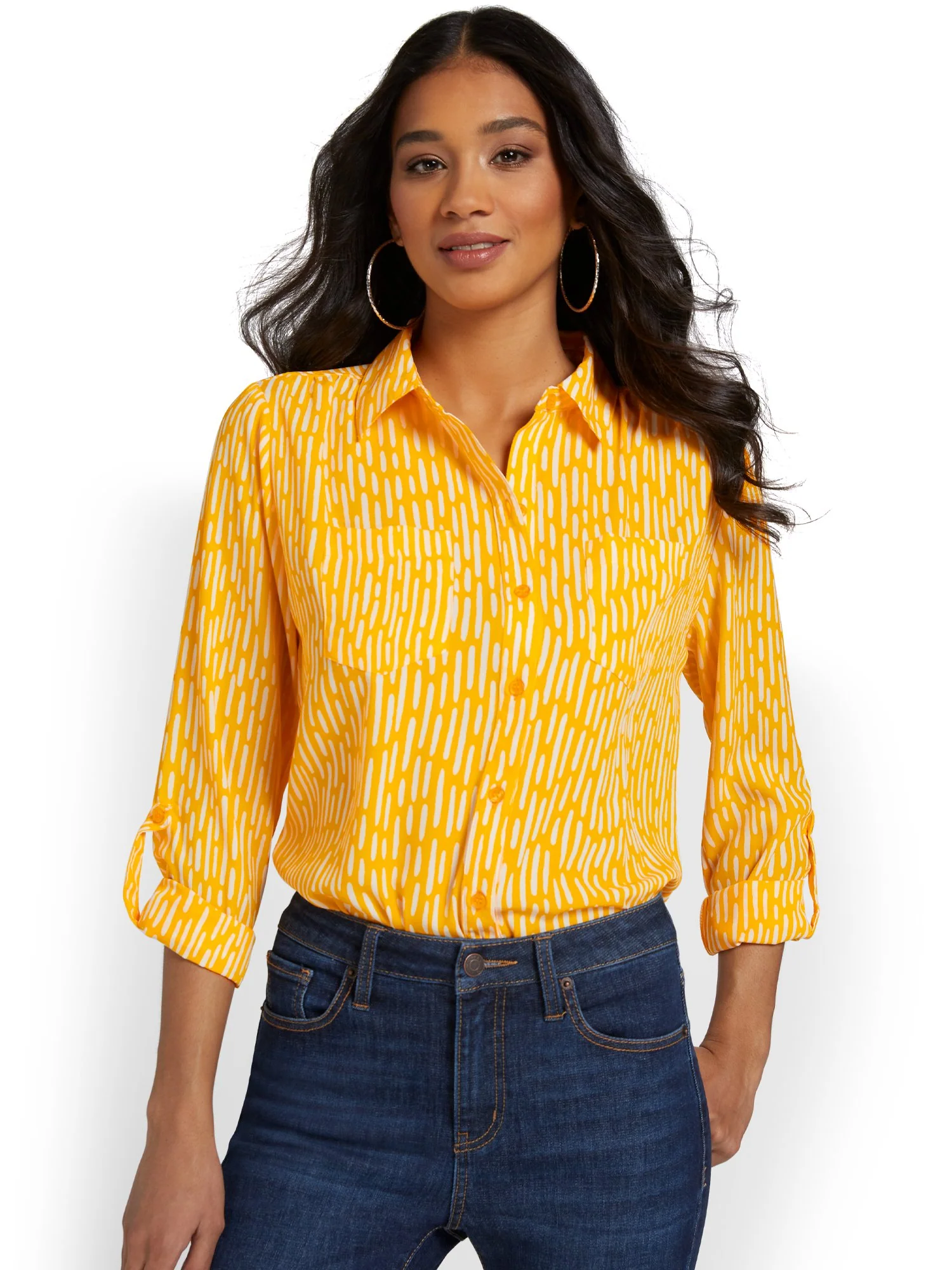 Linear-Print Button-Down Shirt - Image 2