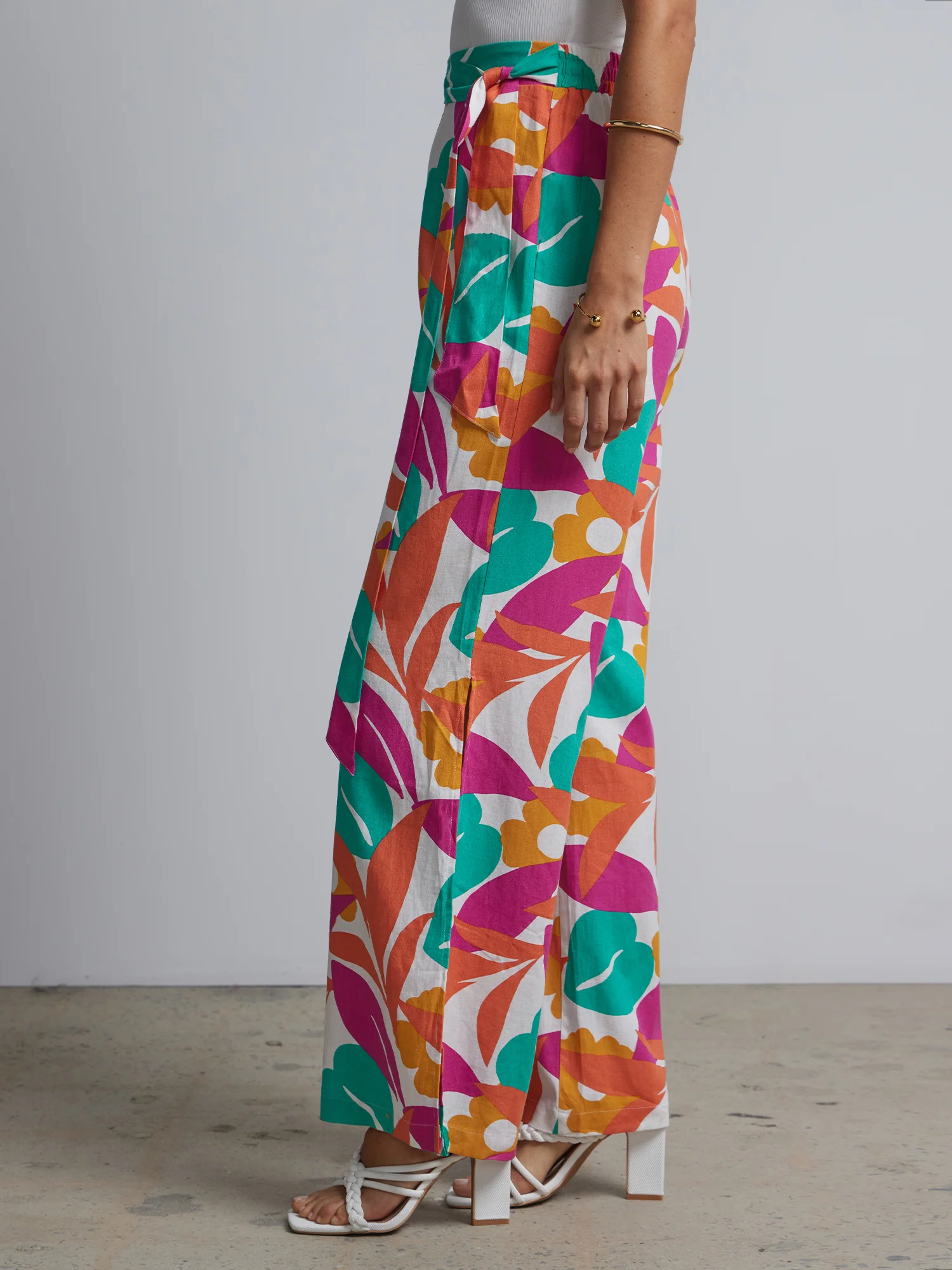 Linen-Blend Abstract-Print Wide-Leg Pant - Image 2