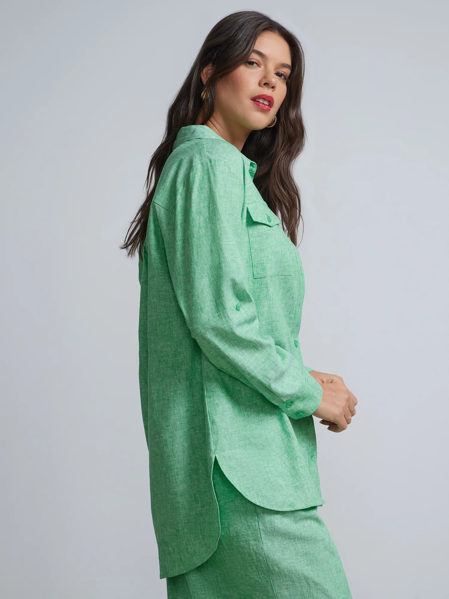 Linen-Blend Boyfriend Button-Front - NY&C Madison Shirt® - Image 12
