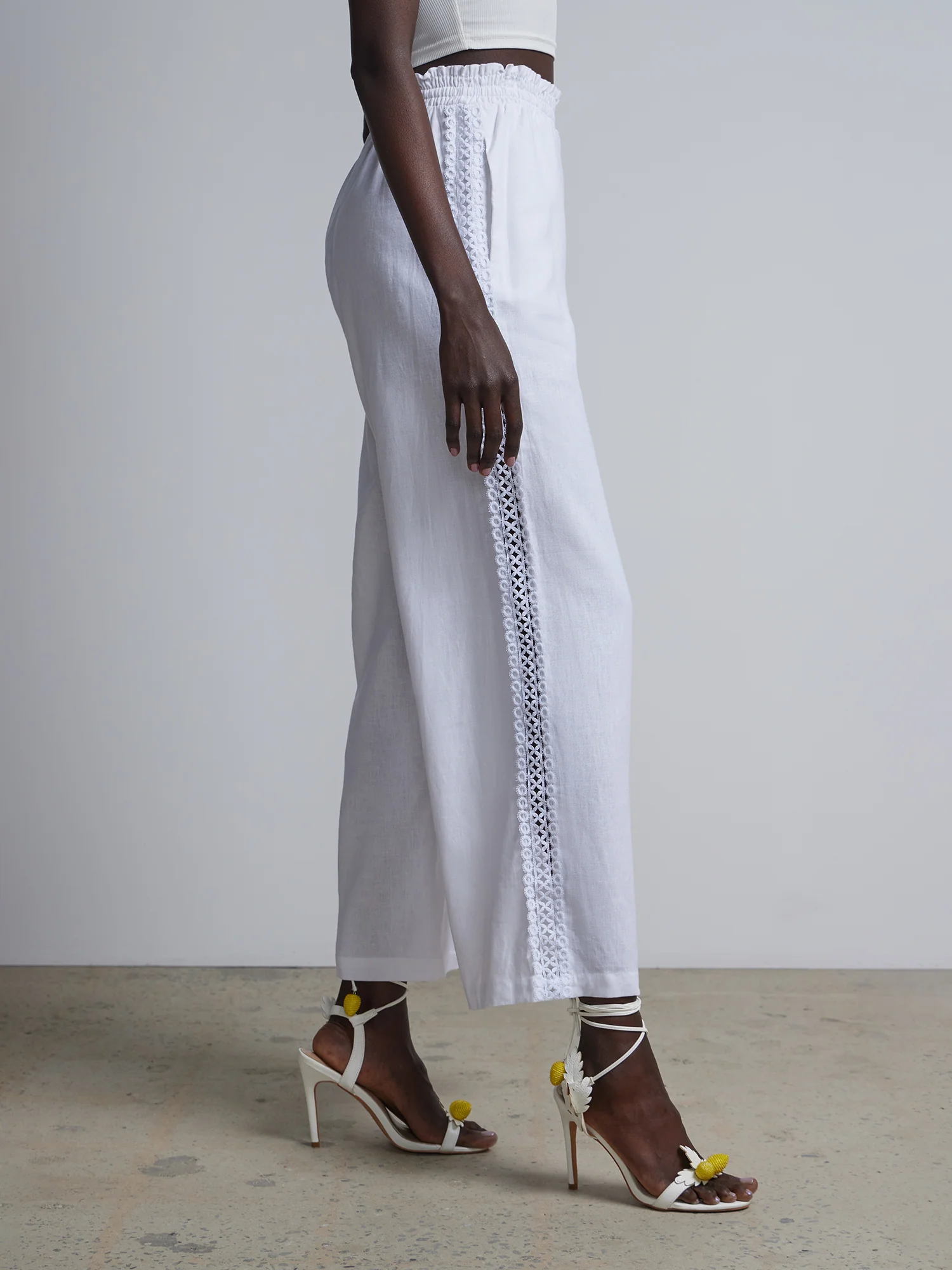 Linen-Blend Crochet-Trim Wide-Leg Pant - Image 2