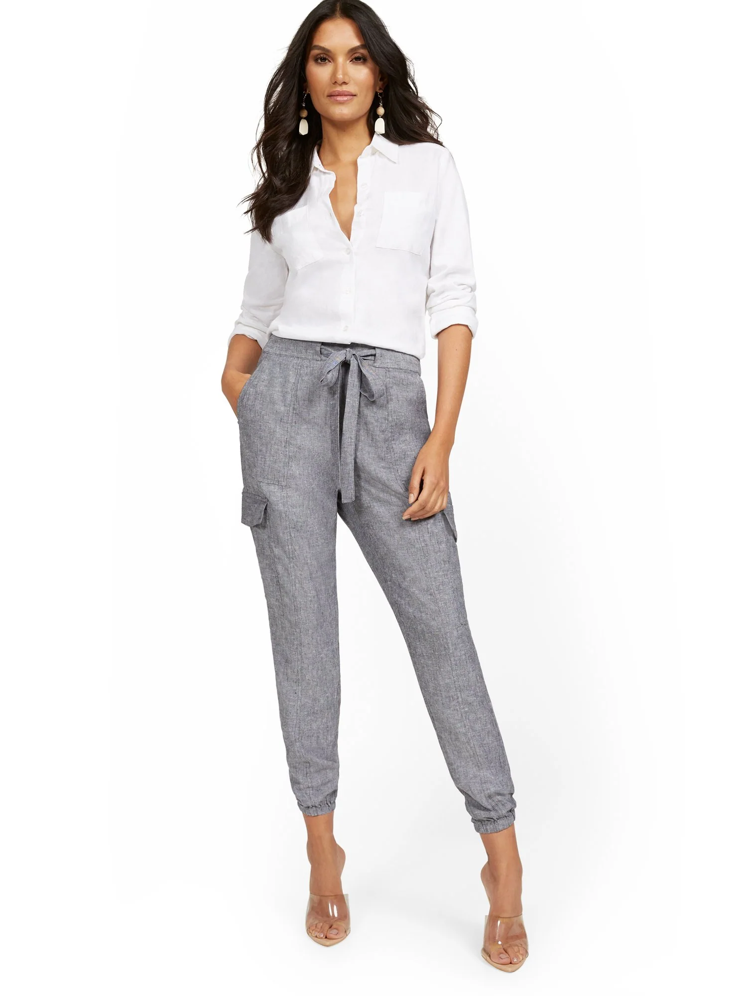 Linen-Blend High-Waisted Cargo Jogger Pant - Image 16