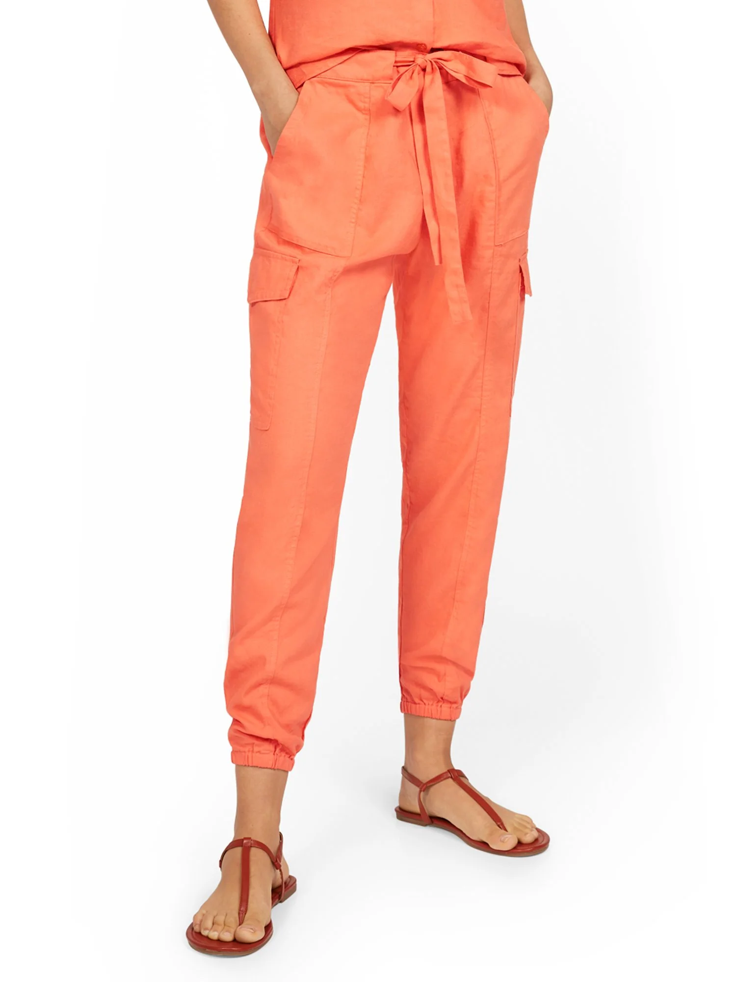 Linen-Blend High-Waisted Cargo Jogger Pant - Image 5