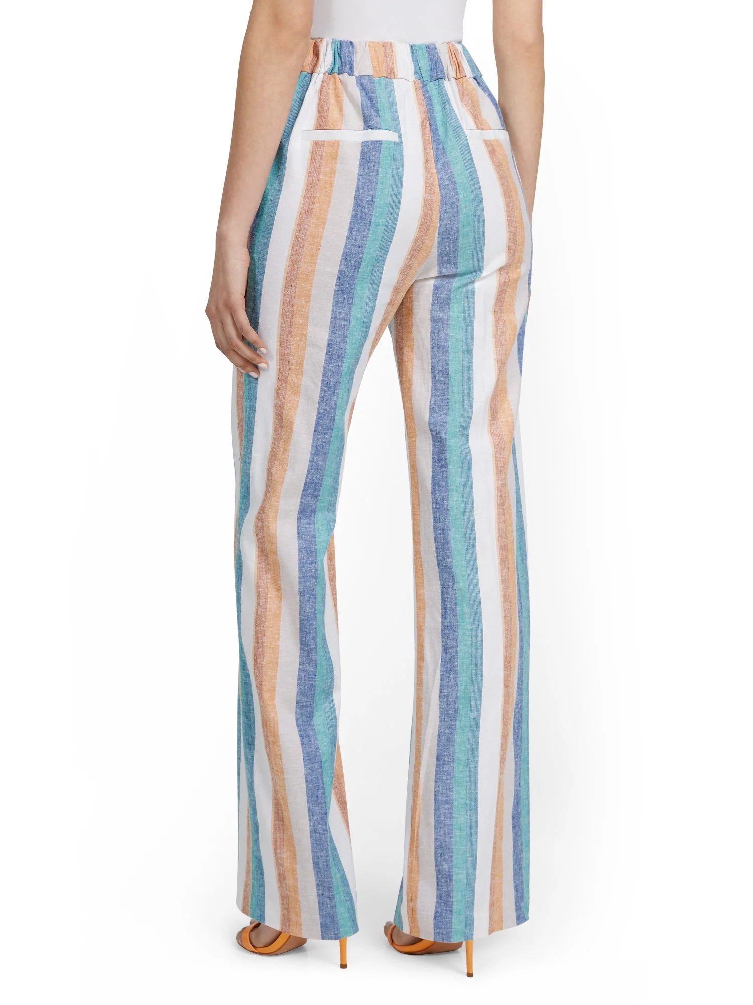Linen-Blend High-Waisted Multistripe Wide-Leg Pant - Image 3