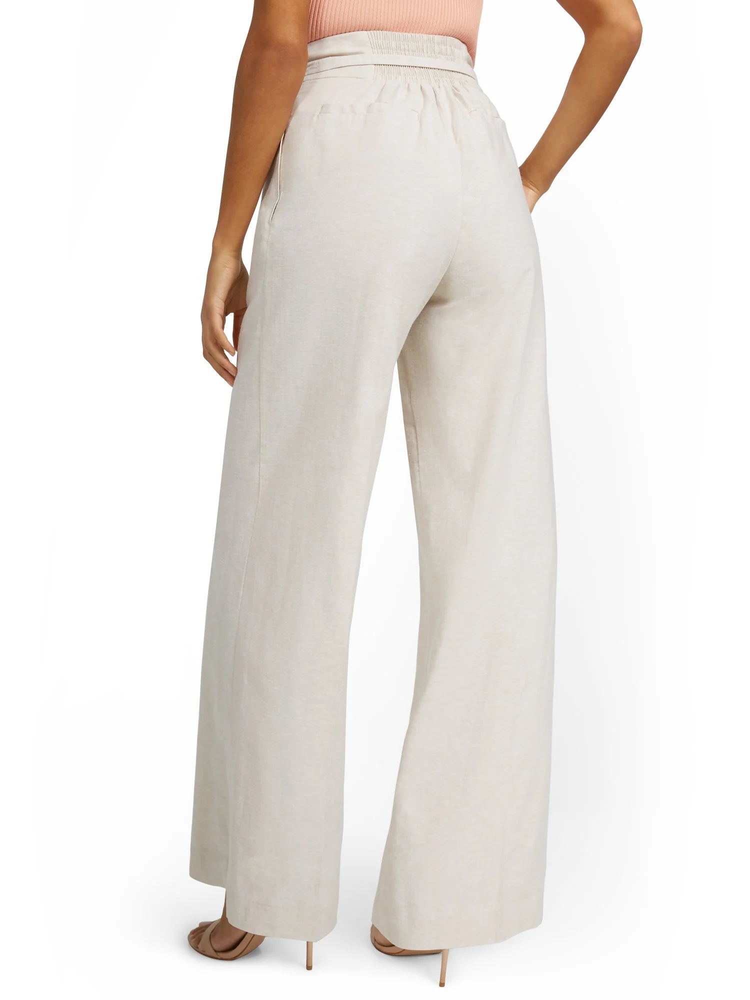 Linen-Blend High-Waisted Tie-Front Wide-Leg Pant - Image 3
