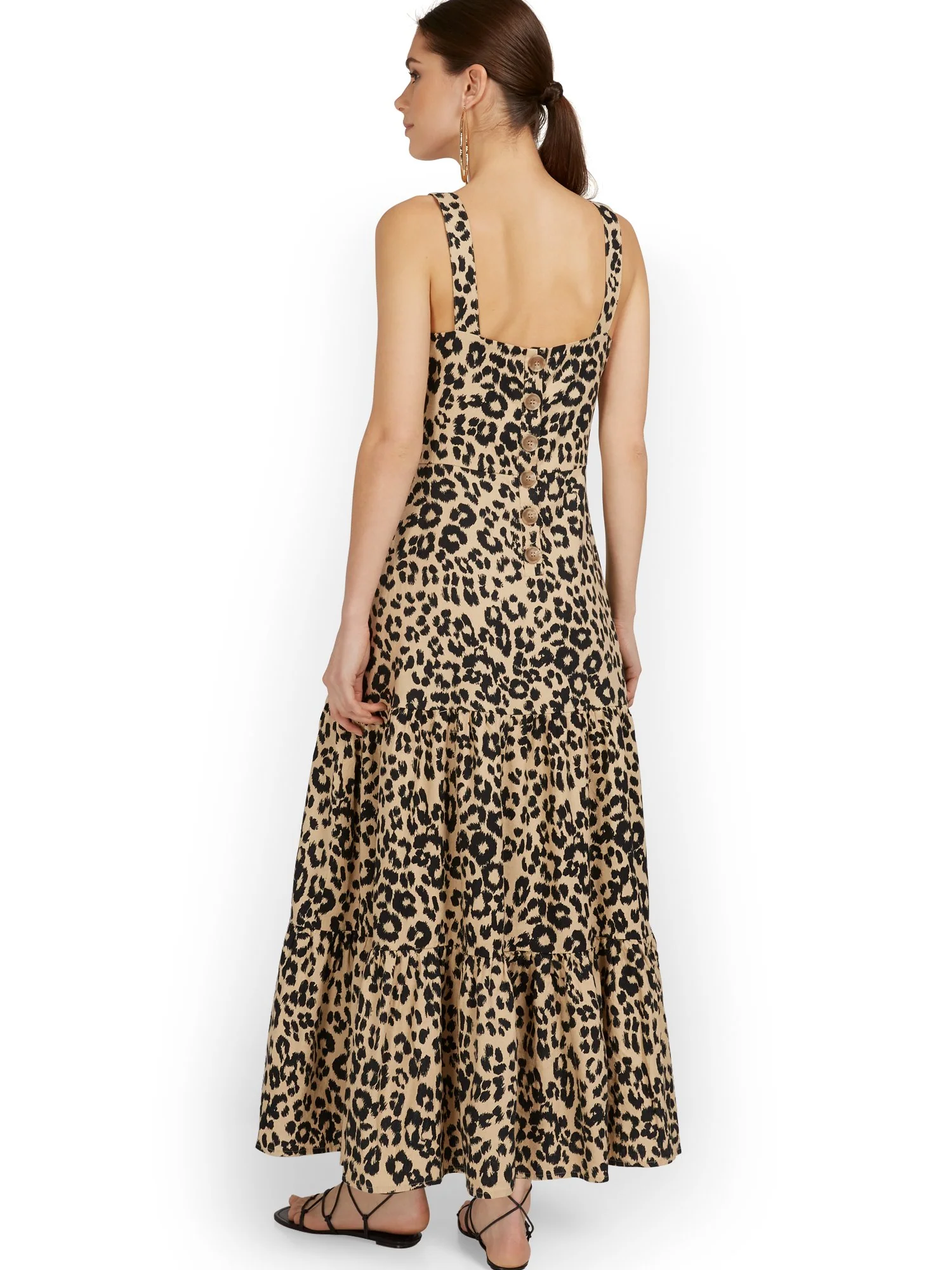 Linen-Blend Leopard-Print Maxi Dress - Image 3