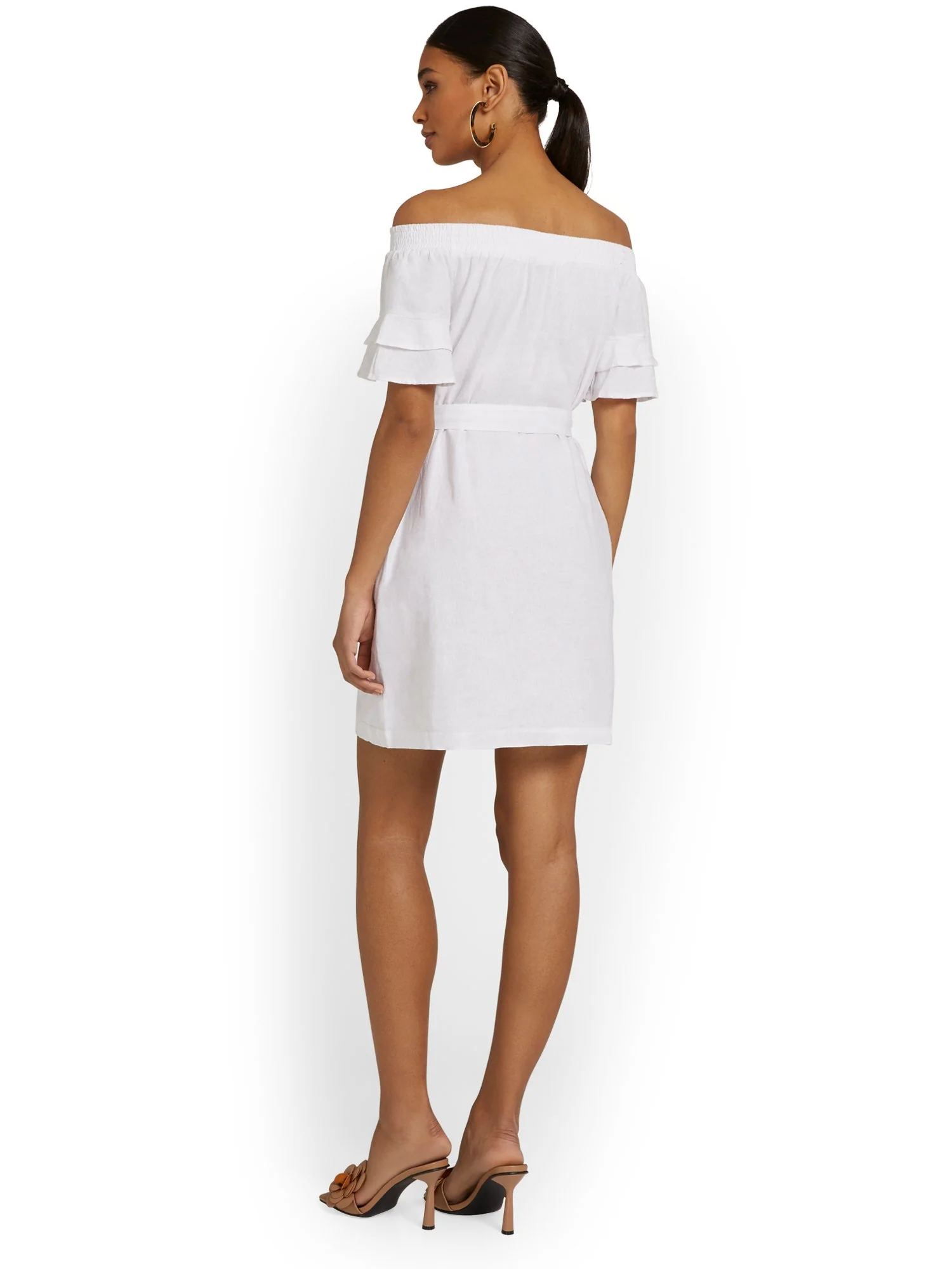 Linen-Blend Off-The-Shoulder Dress - Image 3