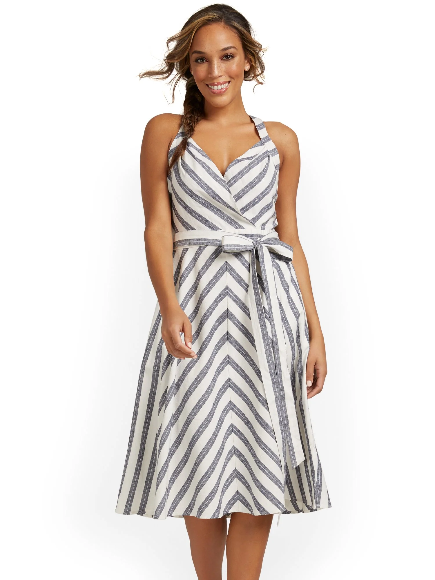 Linen-Blend Striped Halterneck Dress - Image 2