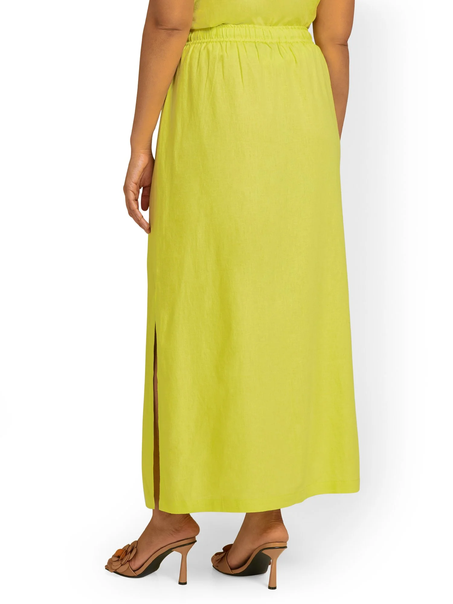 Linen-Blend Tie-Waist Maxi Skirt - Image 3