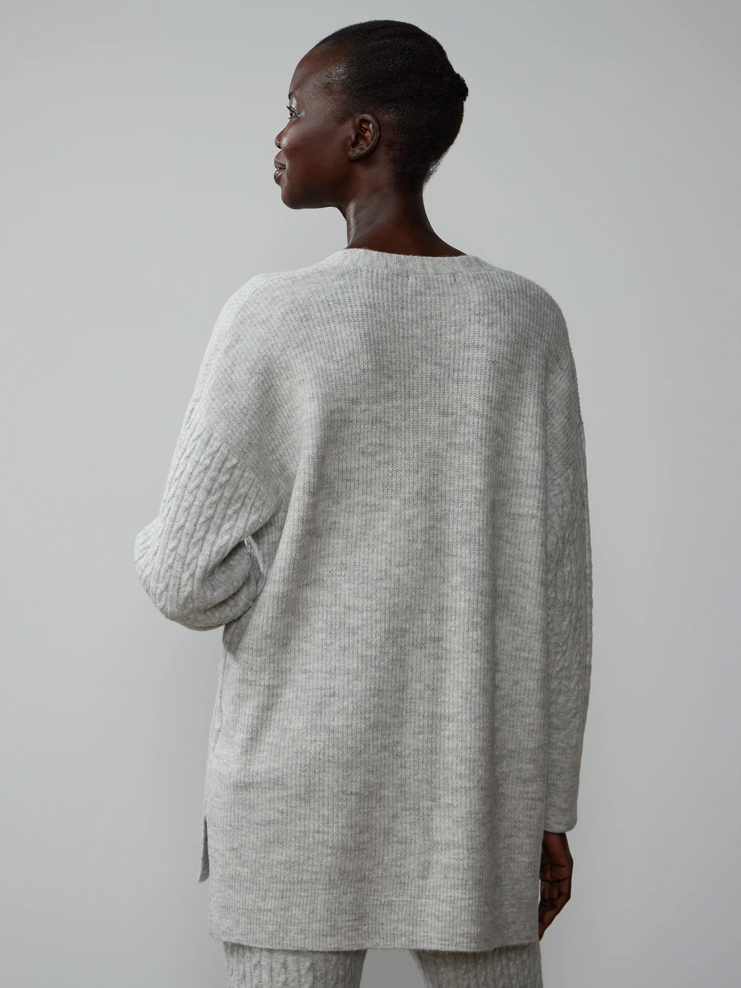 Long Sleeve Cable Knit Cardigan - Image 3