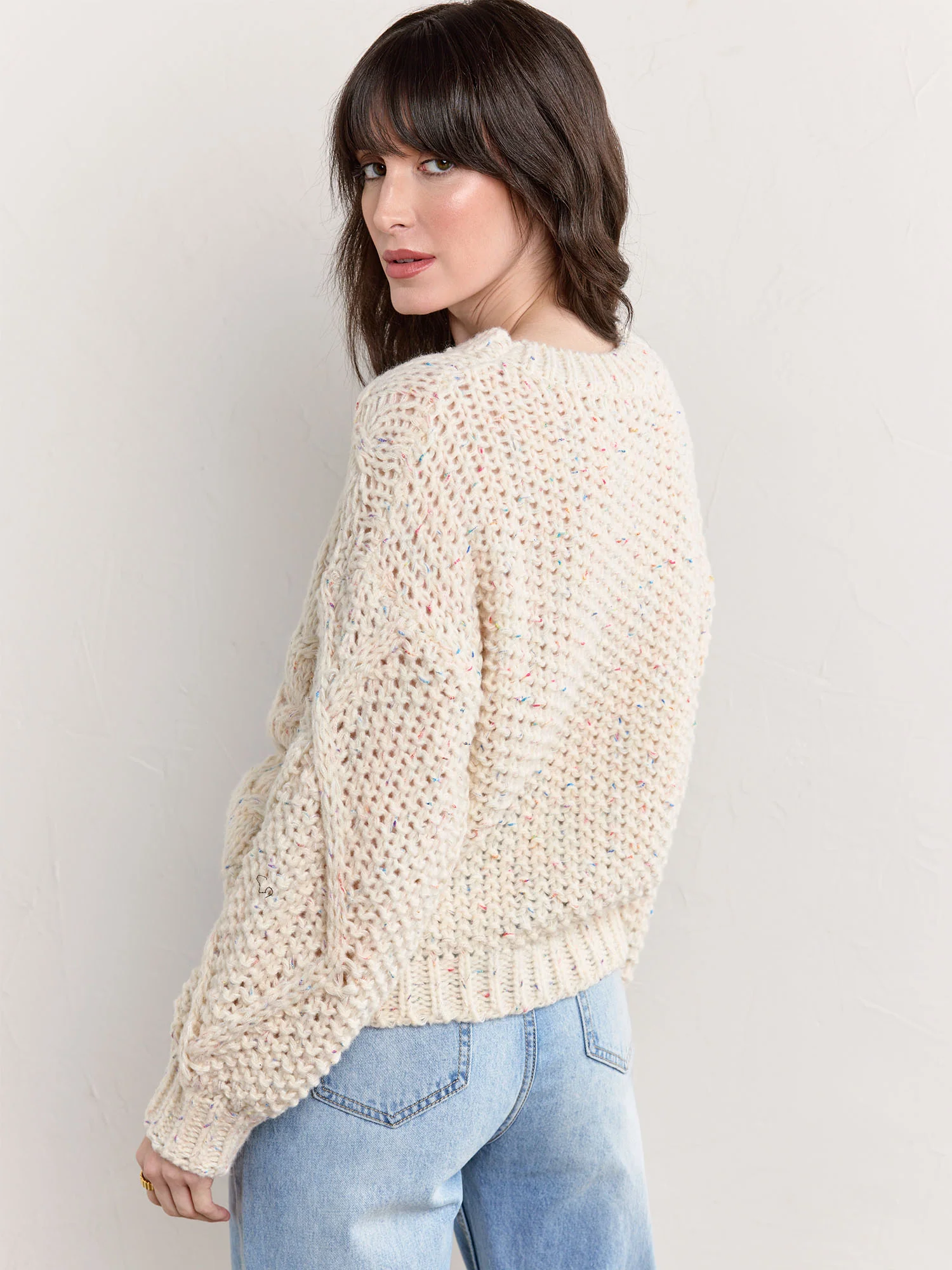 Long-Sleeve Cable Stitch Tunic Sweater - Fate - Image 5
