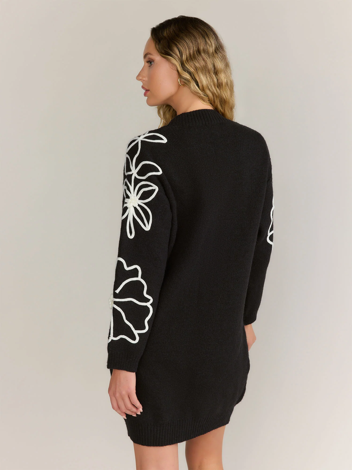 Dreamers Long Sleeve Floral Stitch Sweater Dress - Brands We Love - Image 4