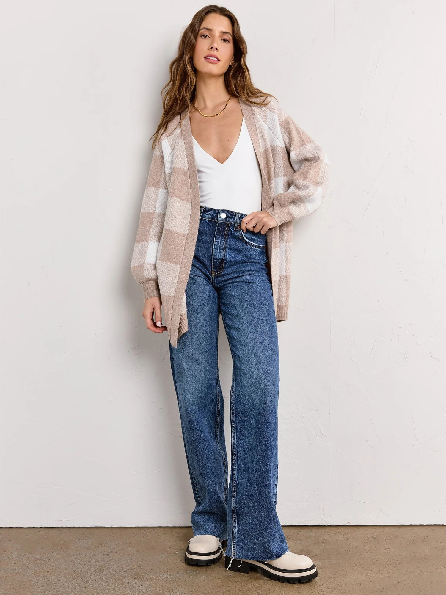 Dreamers Long-Sleeve Gingham Melange Cardigan - Brands We Love - Image 3