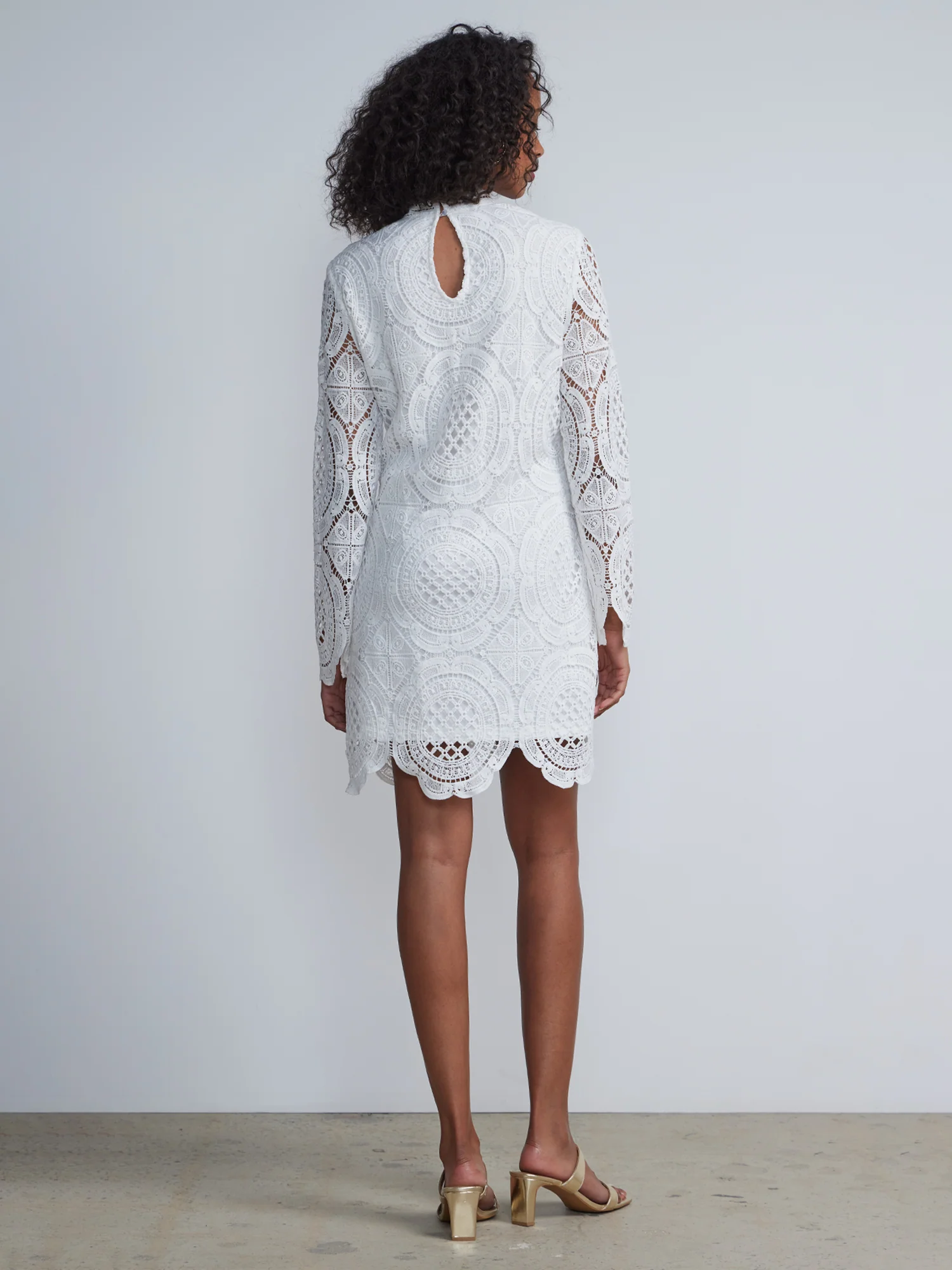 Long Sleeve Lace Shift Dress - Image 3