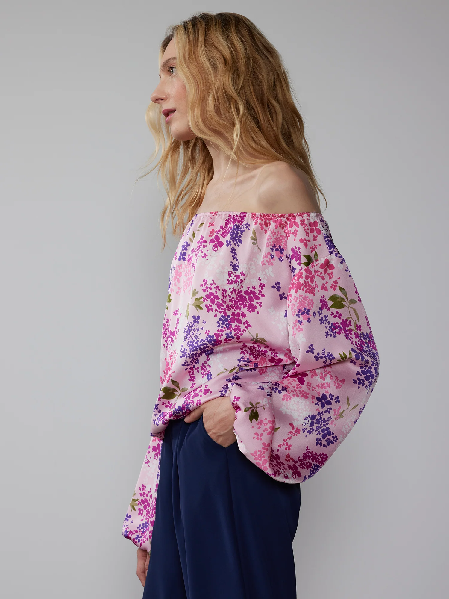 Long Sleeve Off The Shoulder Floral Top - Image 2