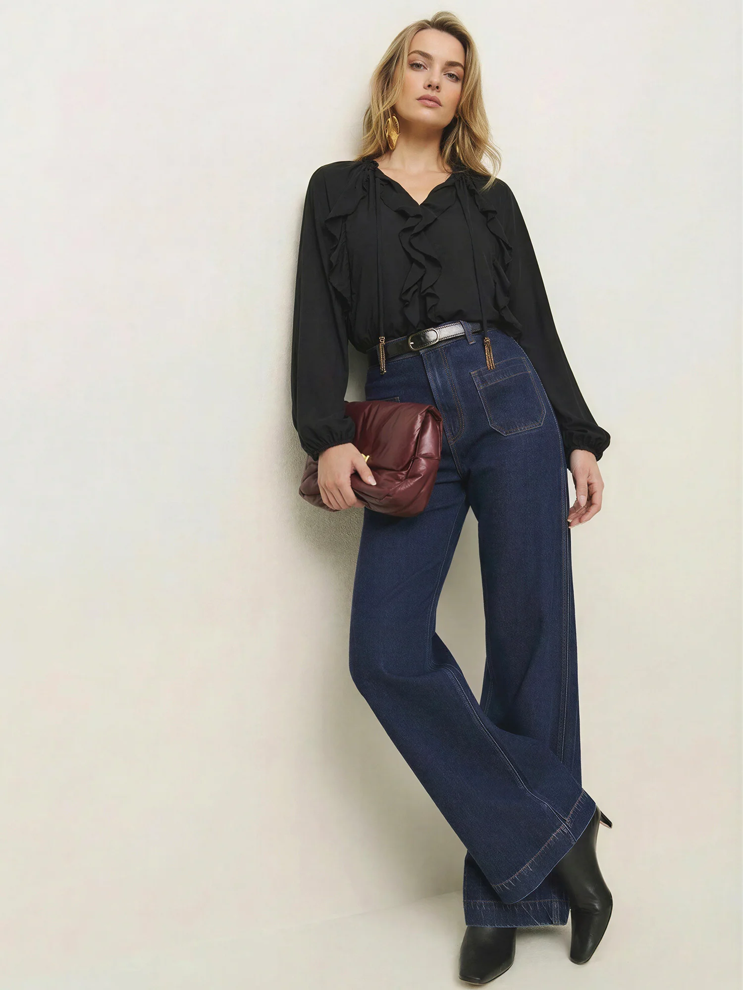 Long Sleeve Ruffle Detail Blouse - Image 2
